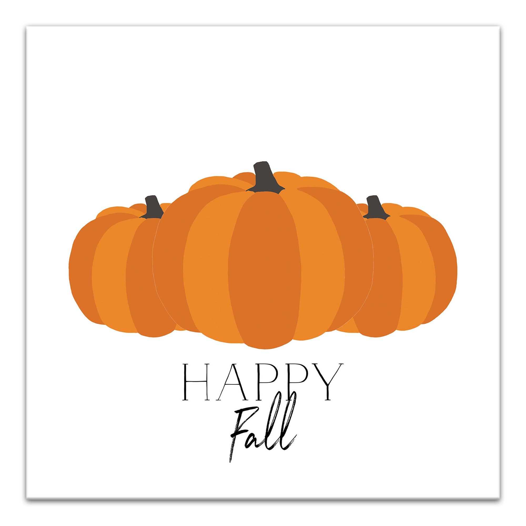 Happy Fall Pumpkin Trio 12x12 Canvas Wall Art