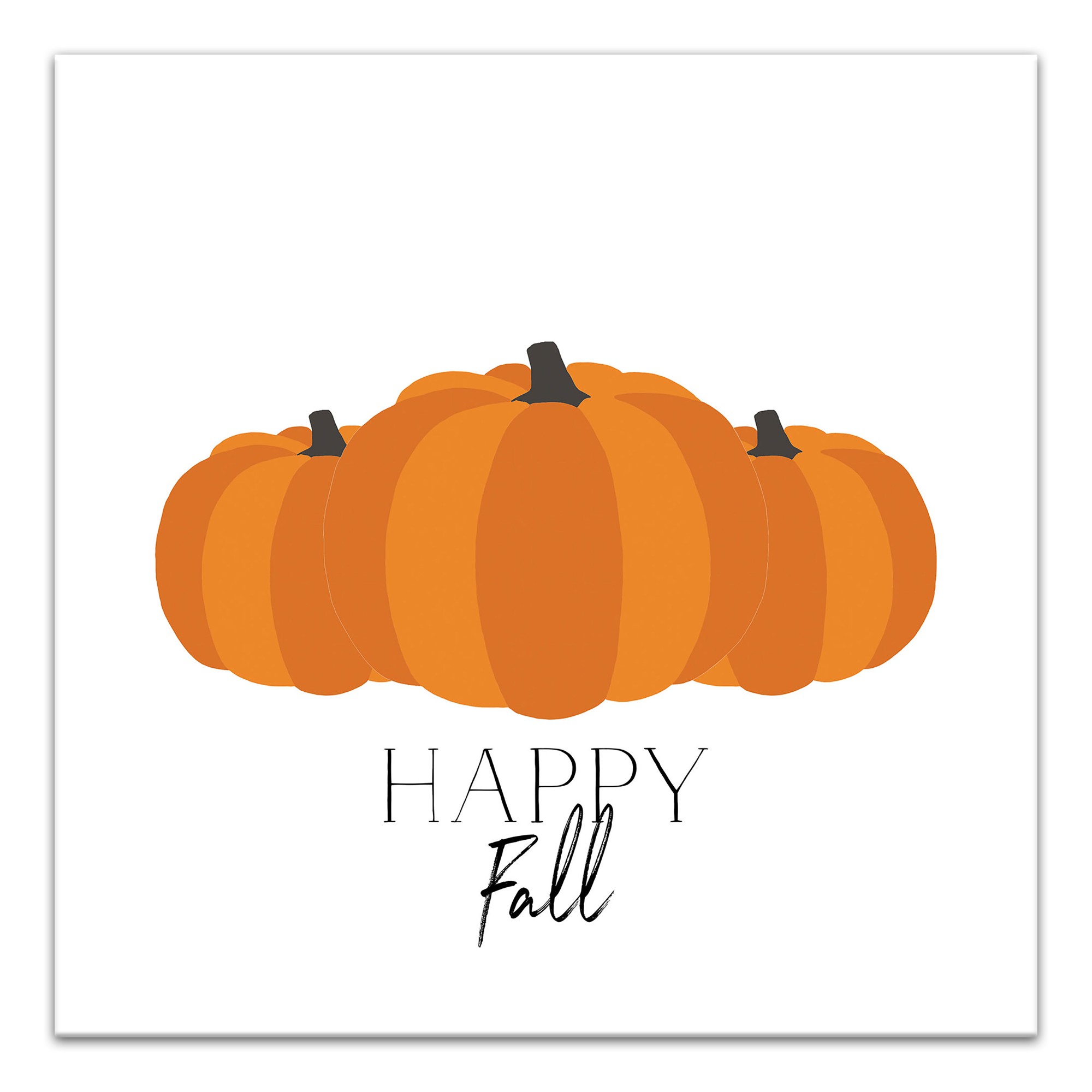 Happy Fall Pumpkin Trio 16x16 Canvas Wall Art