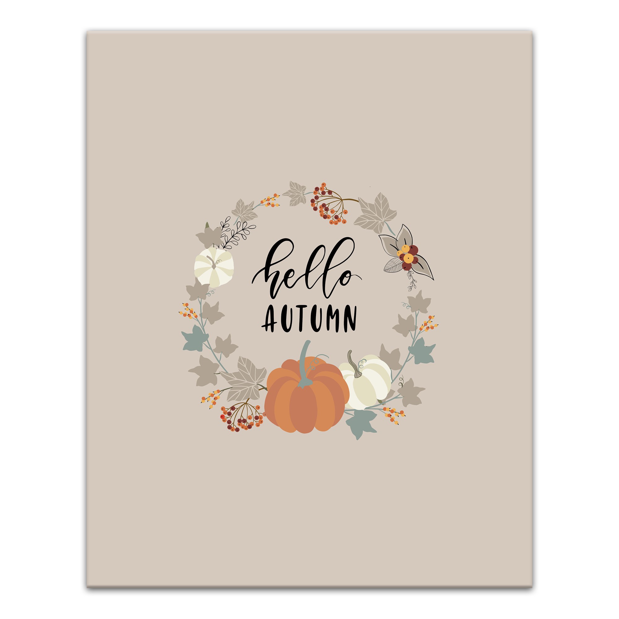 Hello Autumn Wreath 11x14 Canvas Wall Art