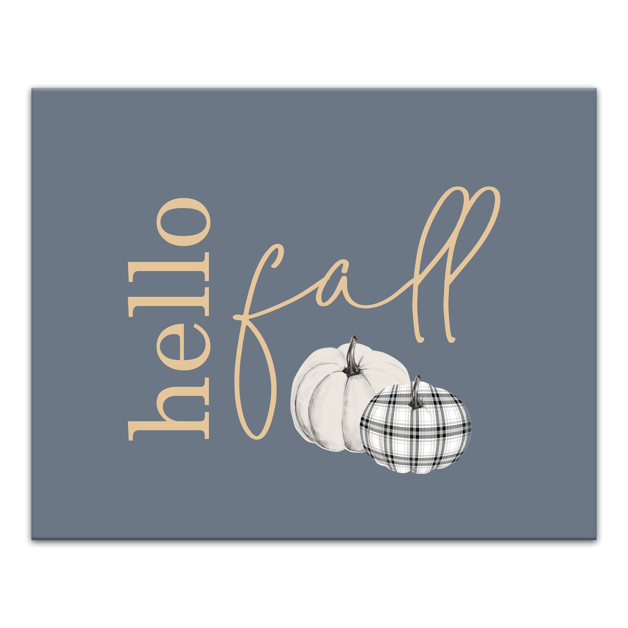 Hello Fall Plaid Pumpkin 11x14 Canvas Wall Art