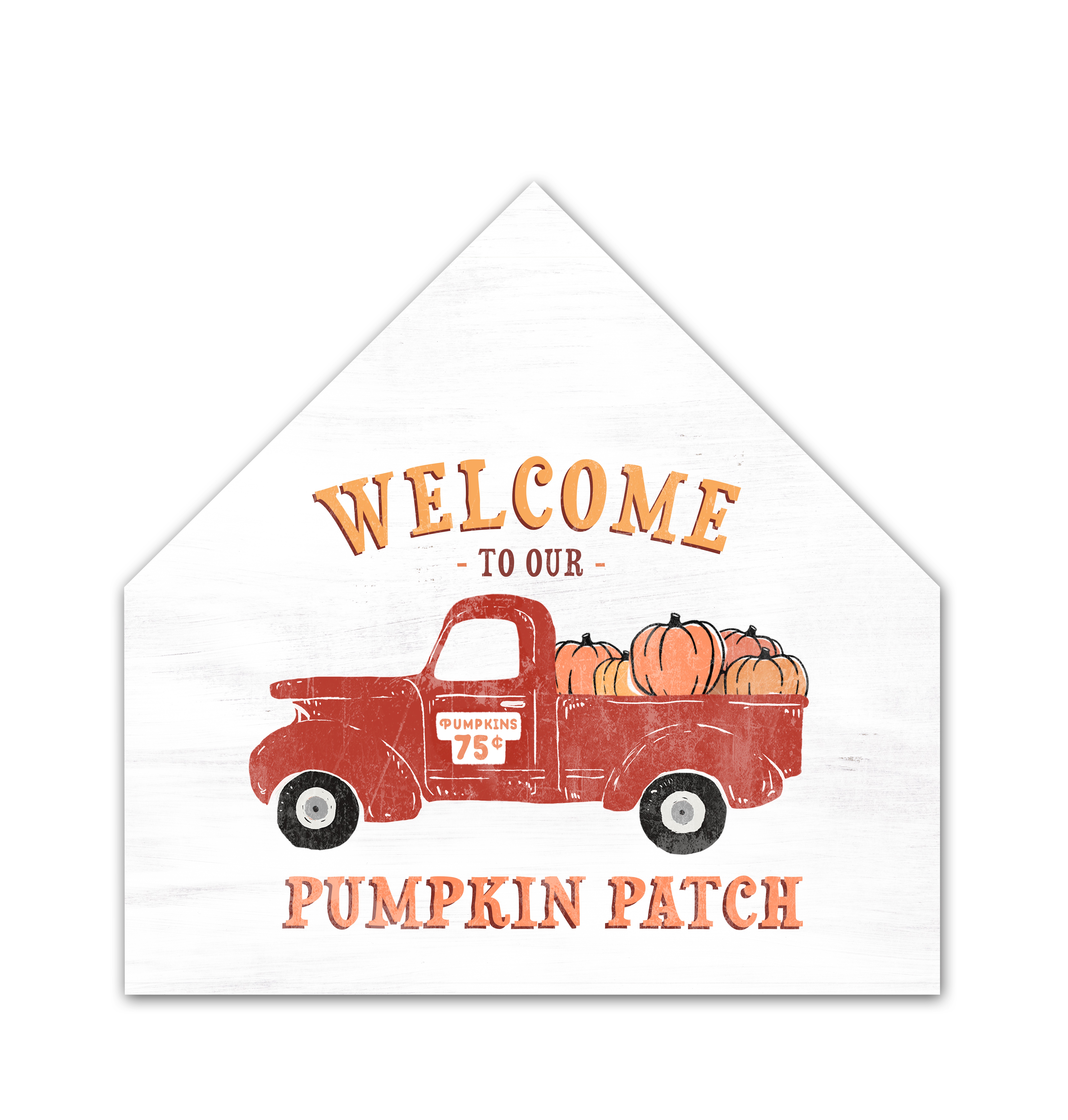 Pumpkin Patch Truck 17x17 House Shaped Canvas