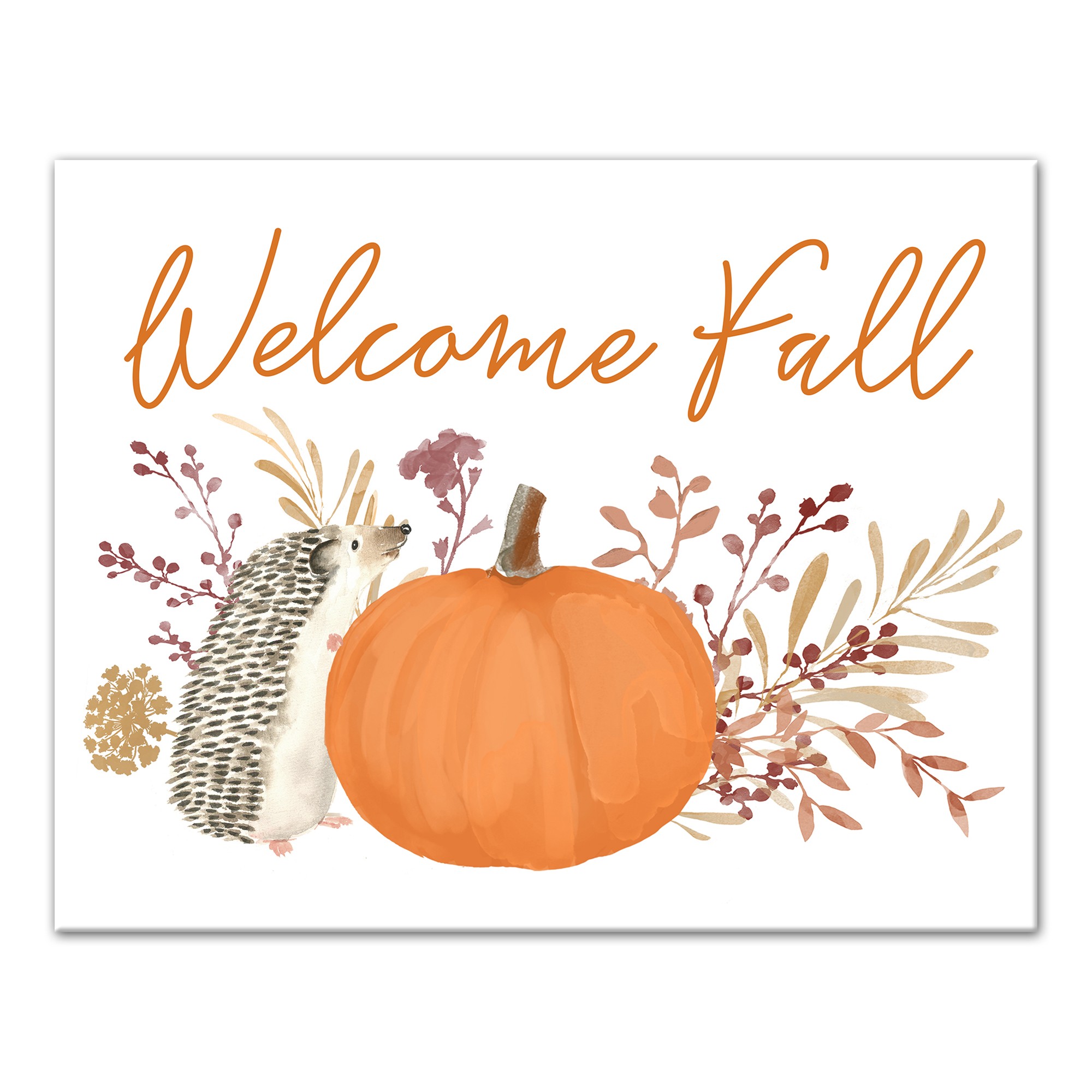 Welcome Fall Hedgehog 14x11 Canvas Wall Art