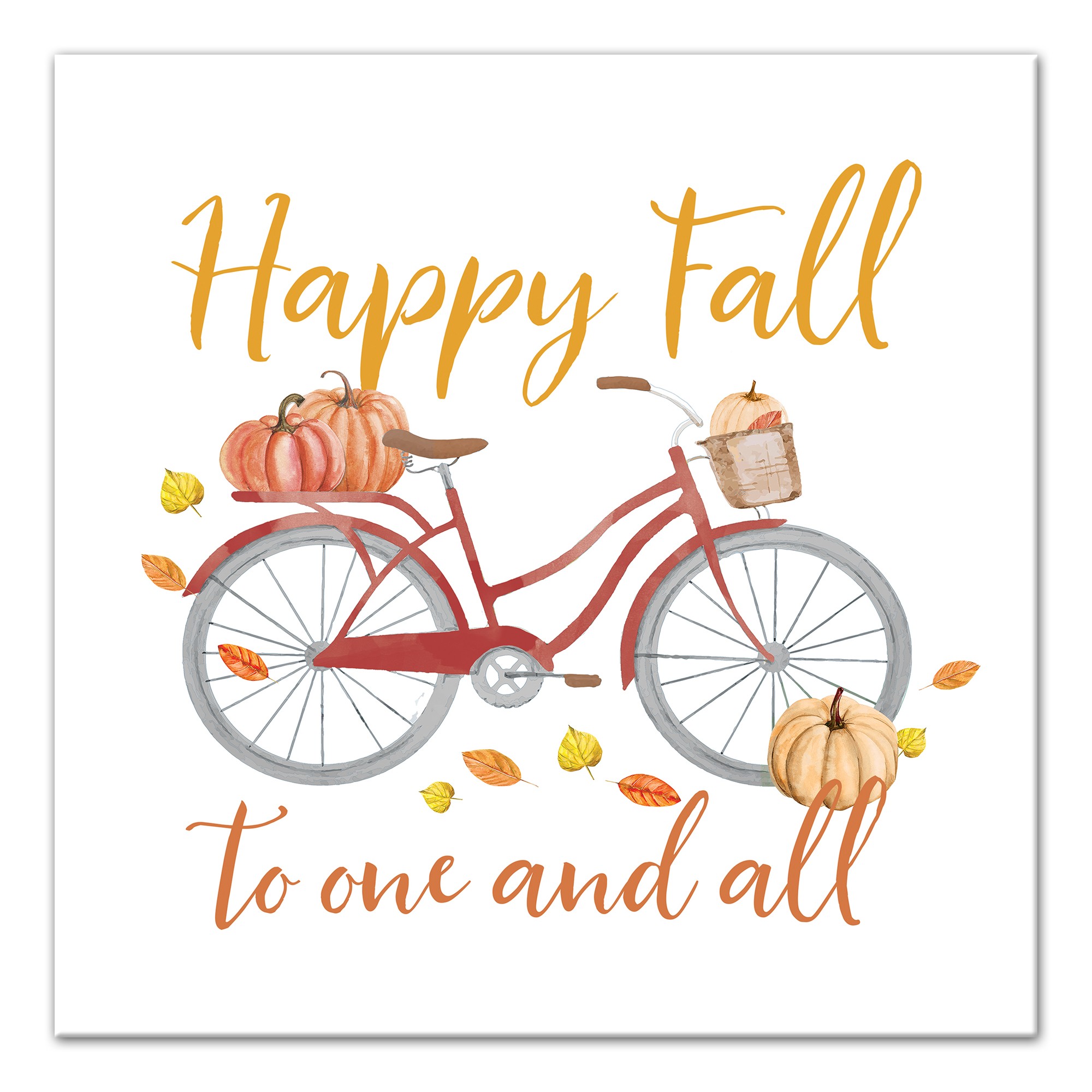 Happy Fall Bike 16x16 Canvas Wall Art