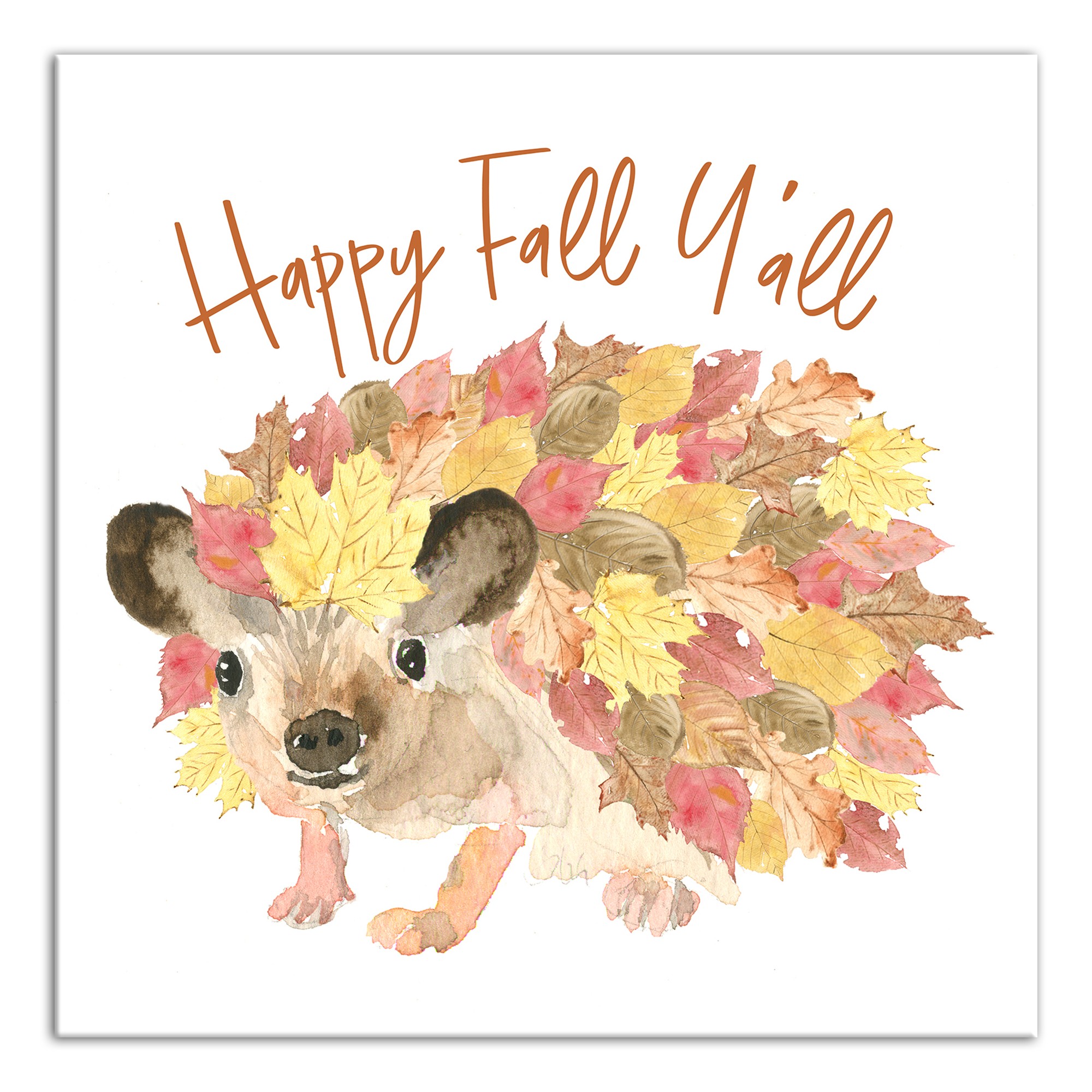 Happy Fall Y'all Hedgehog 12x12 Canvas Wall Art