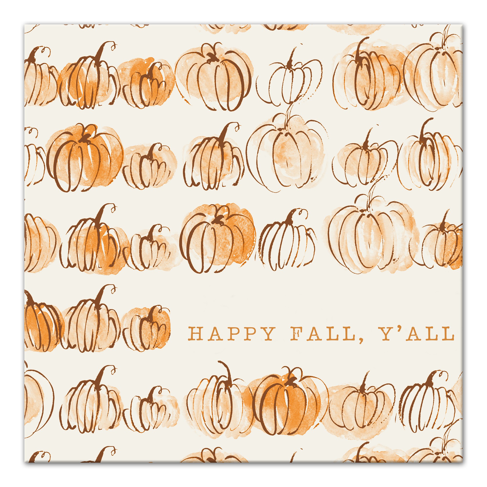 Watercolor Pumpkin Pattern 20x20 Canvas Wall Art