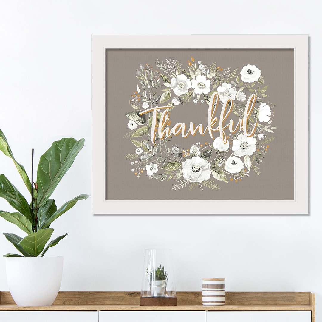 Falll Wreath 20X16 White Framed Print Under Glass