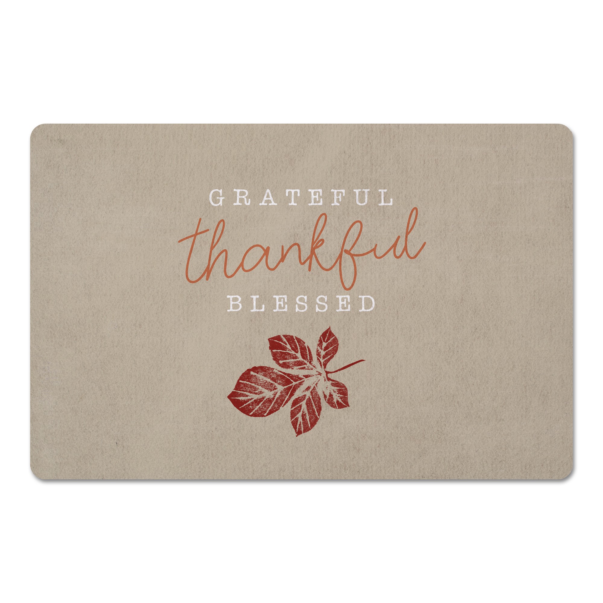 Grateful Thankful Blessed Leaf 27x18 Floor Mat