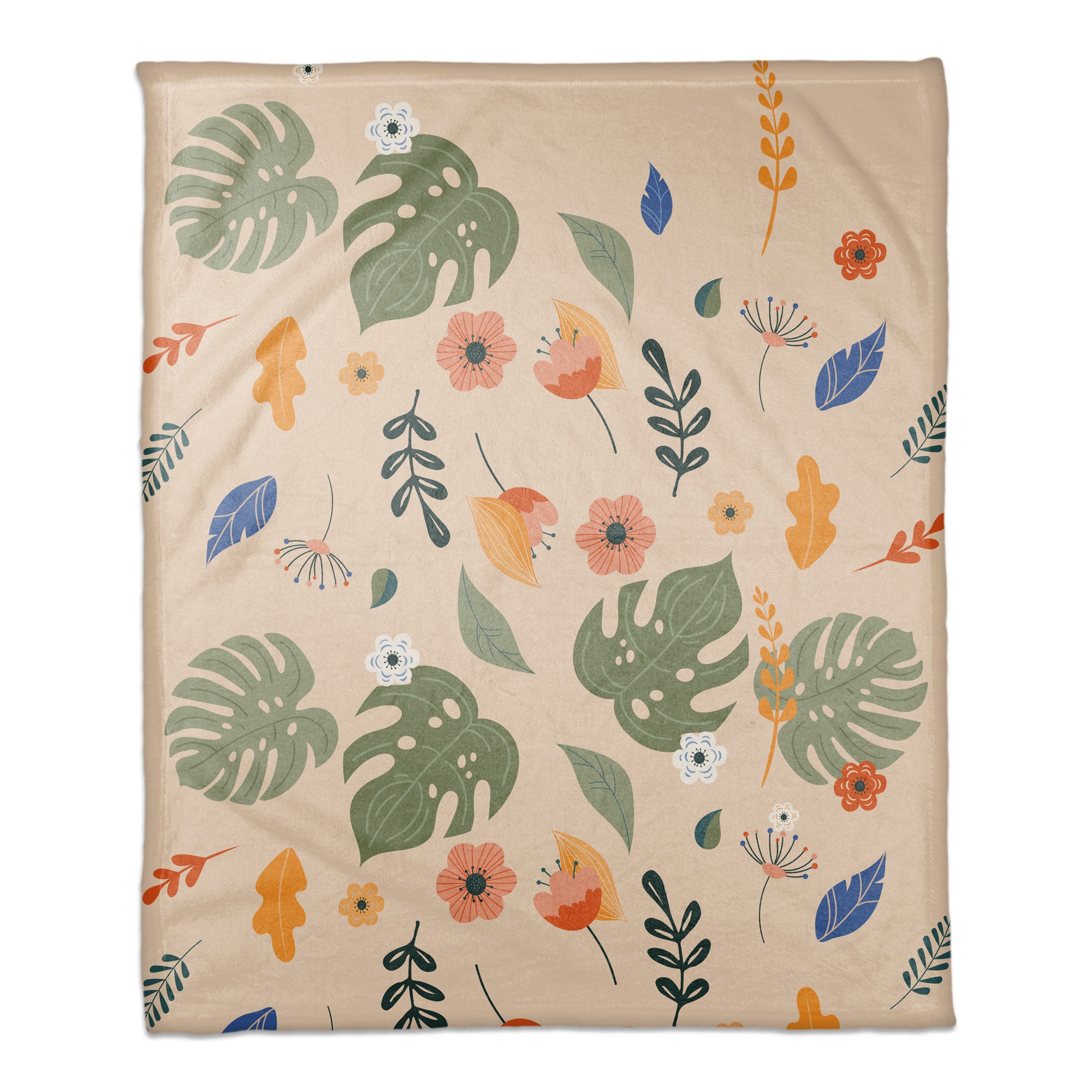Floral Summer Palms 50x60 Coral Fleece Blanket