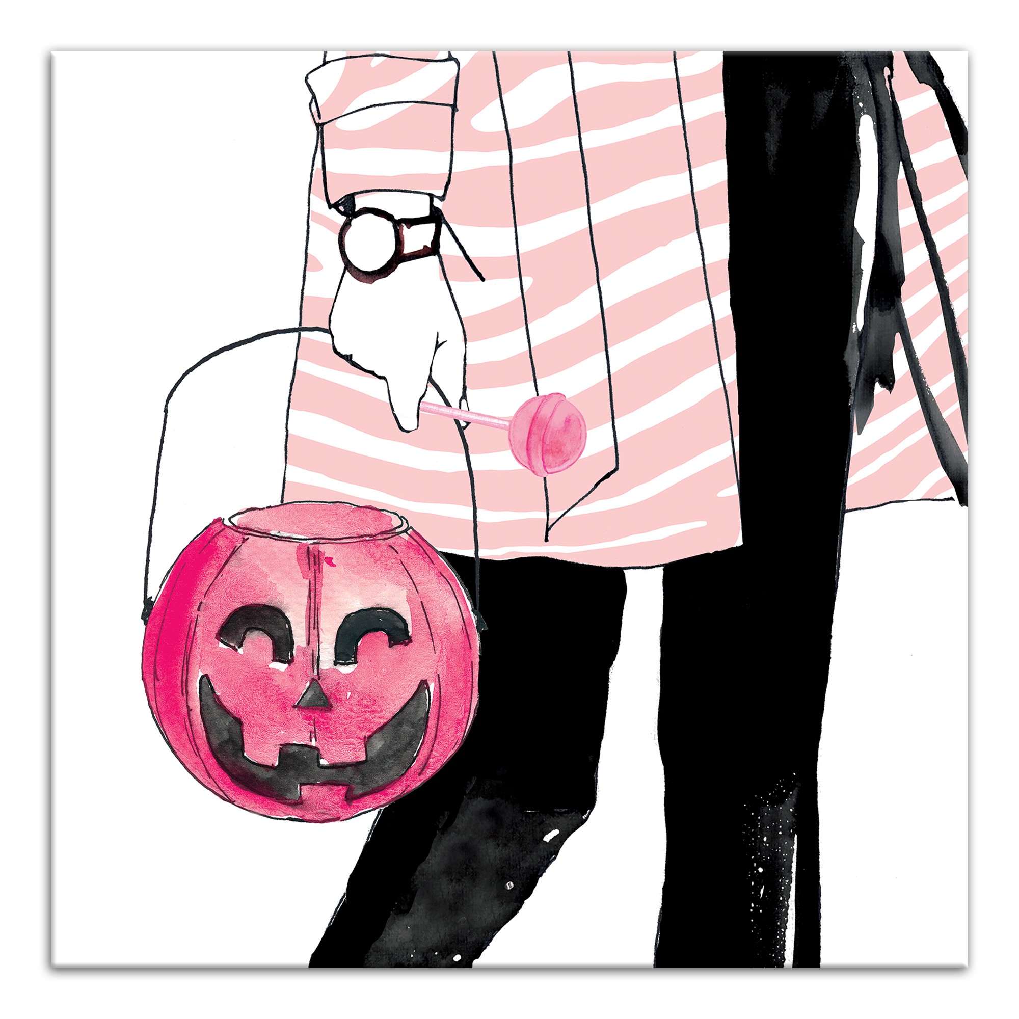 Pink Trick Or Treater 12x12 Canvas Wall Art