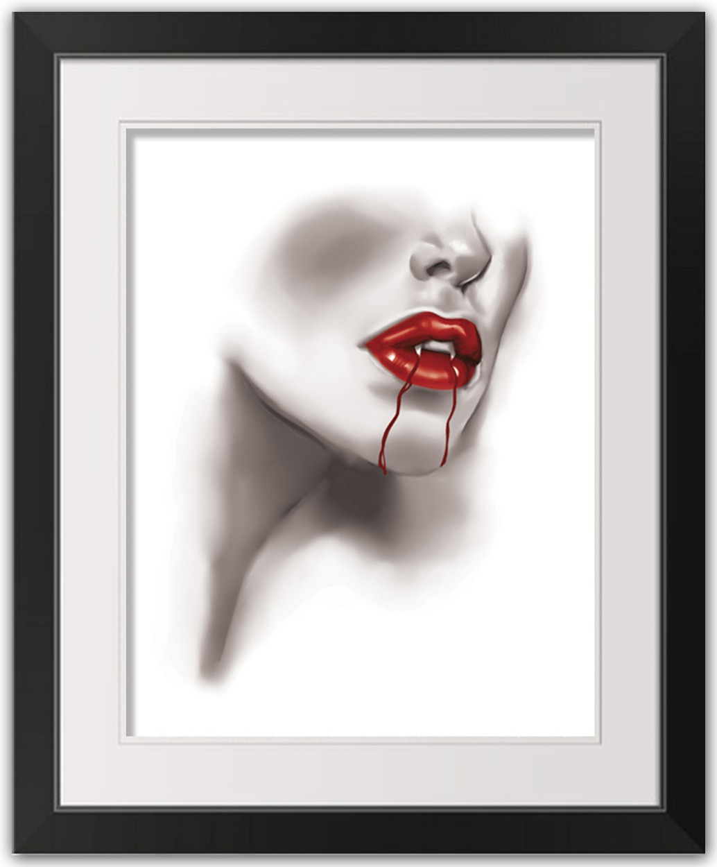 Vampire Lips 16x20 Black Framed Print Under Glass