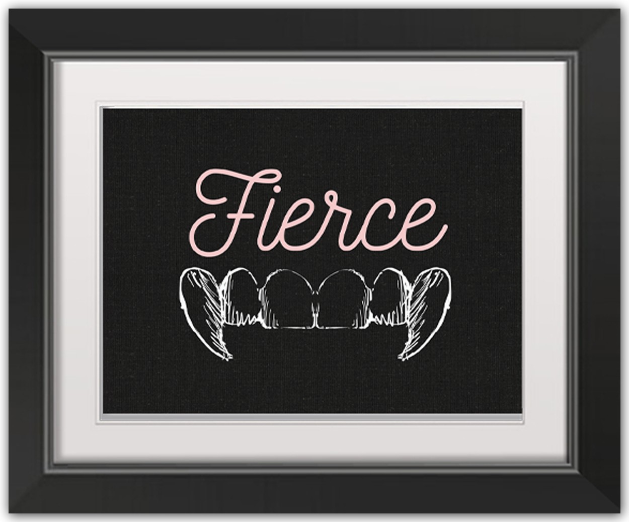 Fierce Fangs 14X11 Black Framed Print Under Glass