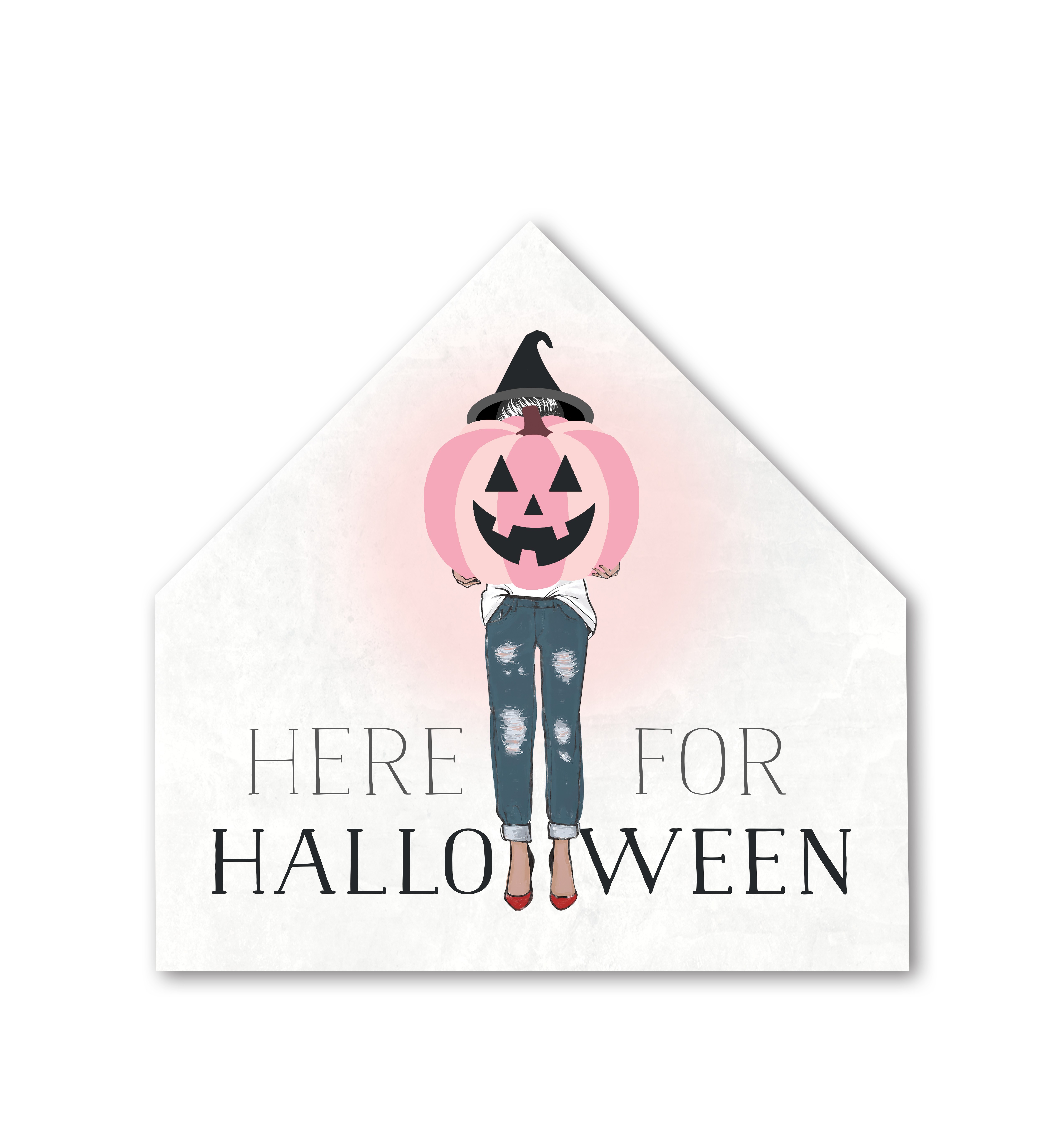 Here For Halloween 12x12 House Shaped Canvas