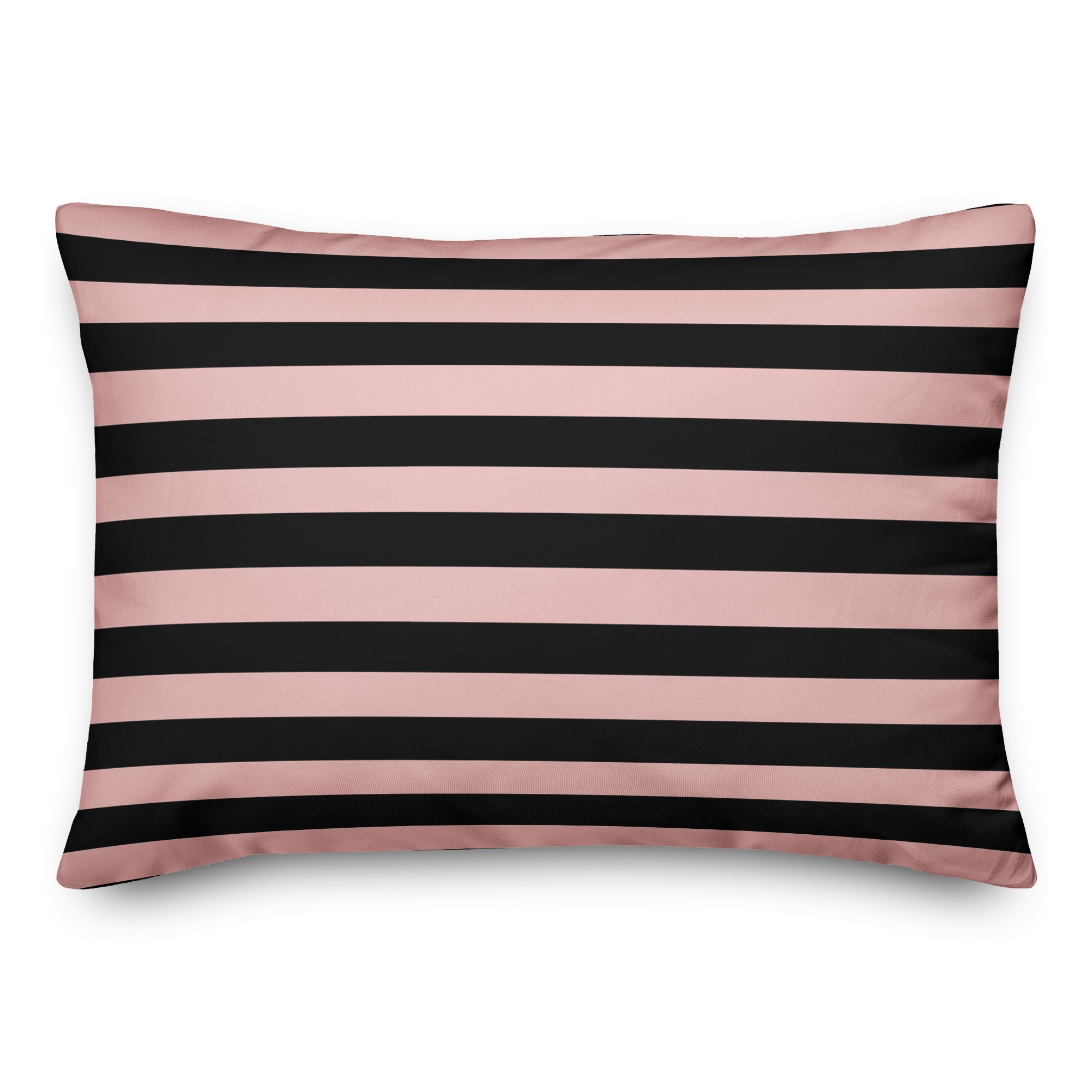 Blush And Black Stripes 14x20 Spun Poly Pillow