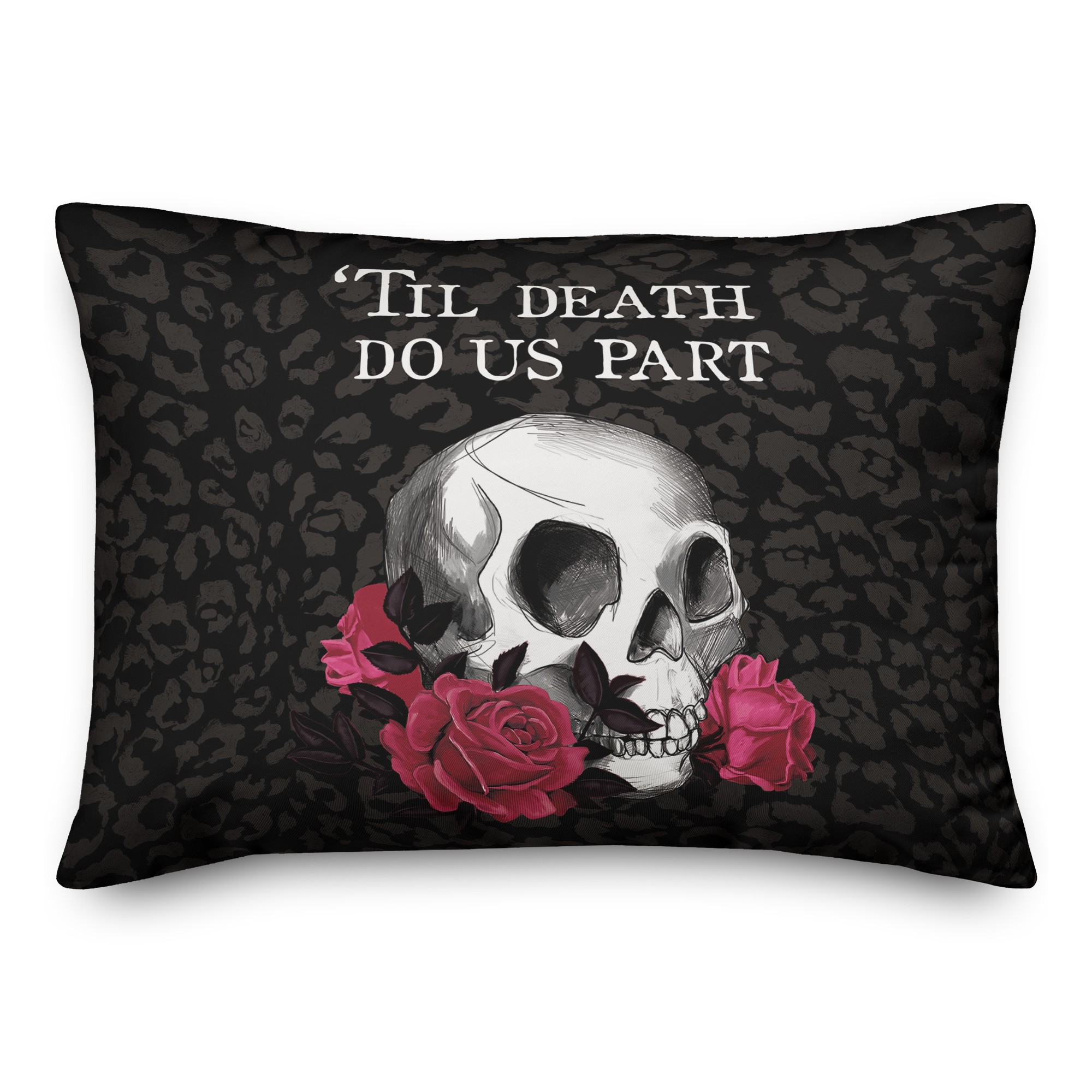 Til Death Do Us Part Skull 14x20 Spun Poly Pillow