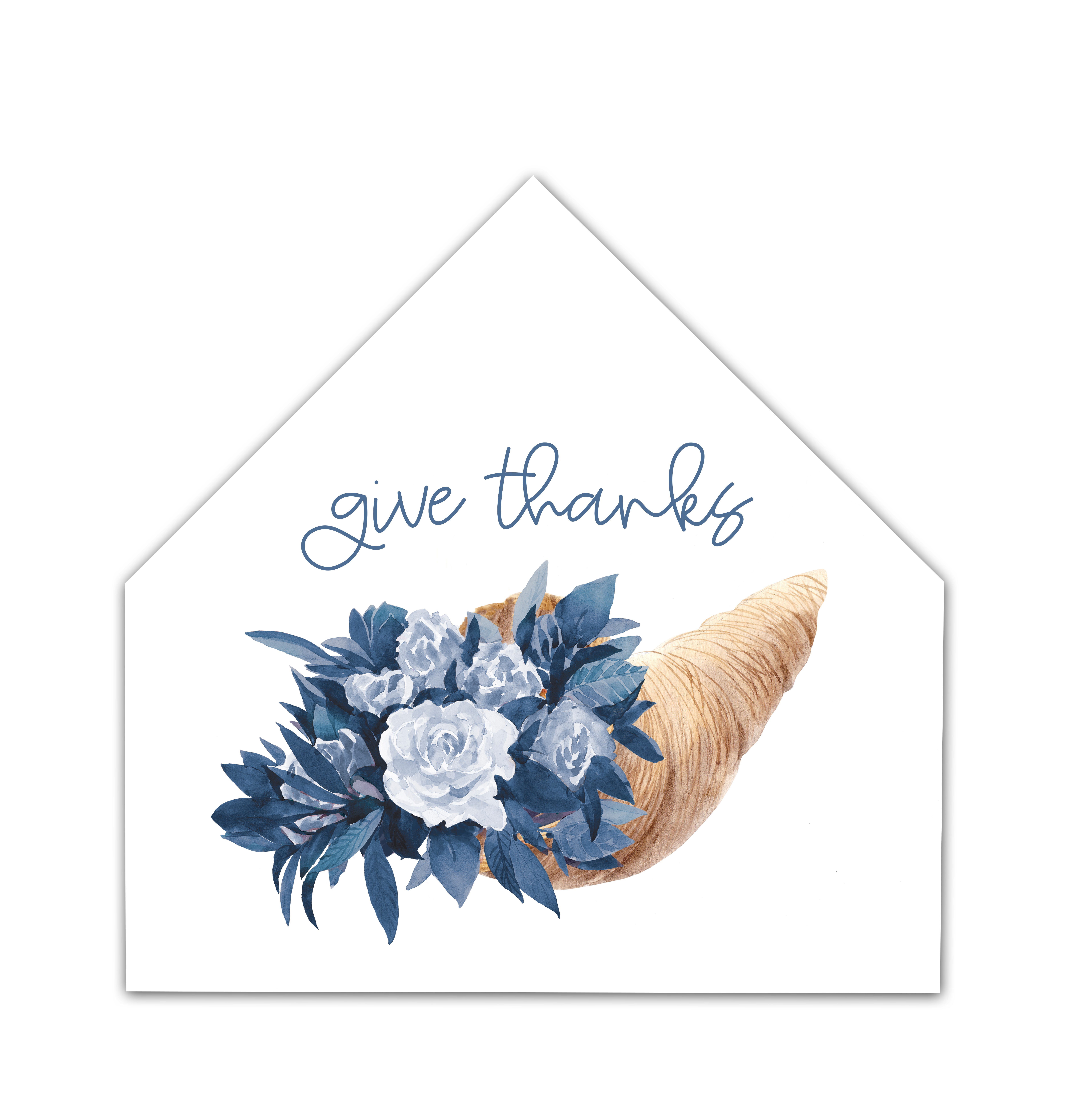 Blue Flower Cornucopia 17x17 House Shaped Canvas