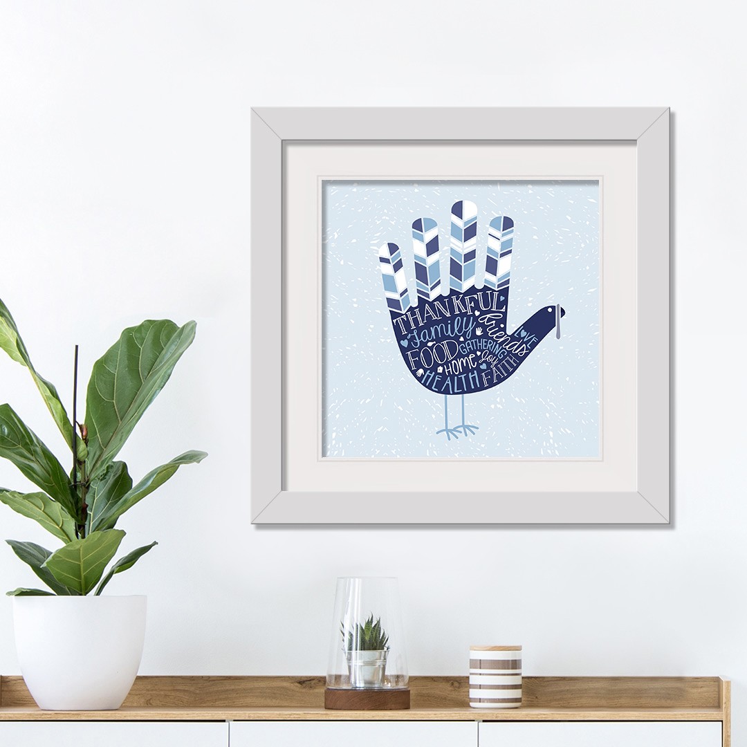 Turkey Hand 16x16 White Framed Print Under Glass