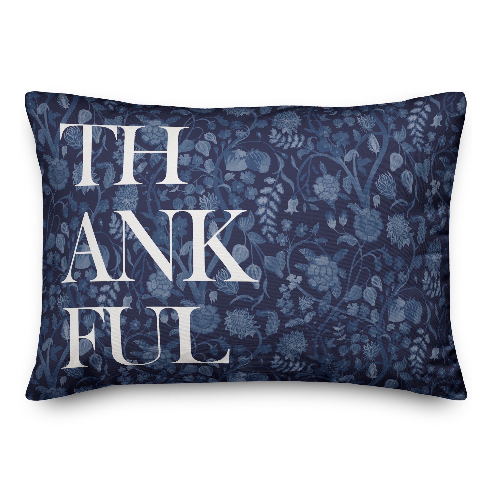Thankful Blue Floral 14x20 Spun Poly Pillow