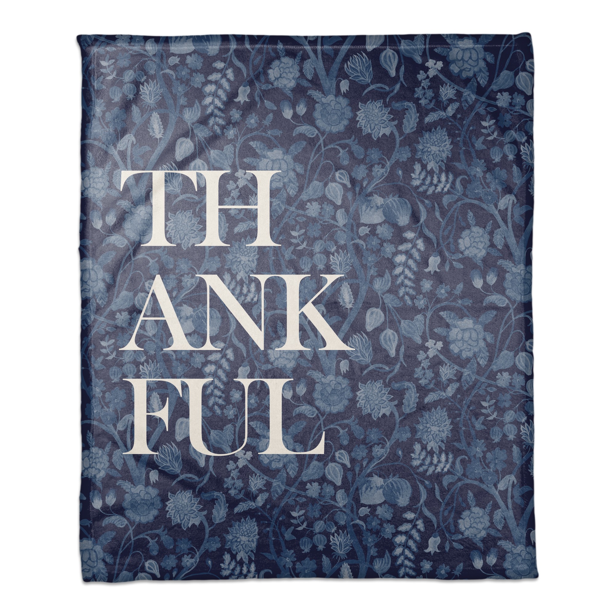 Thankful Blue Floral 50x60 Coral Fleece Blanket