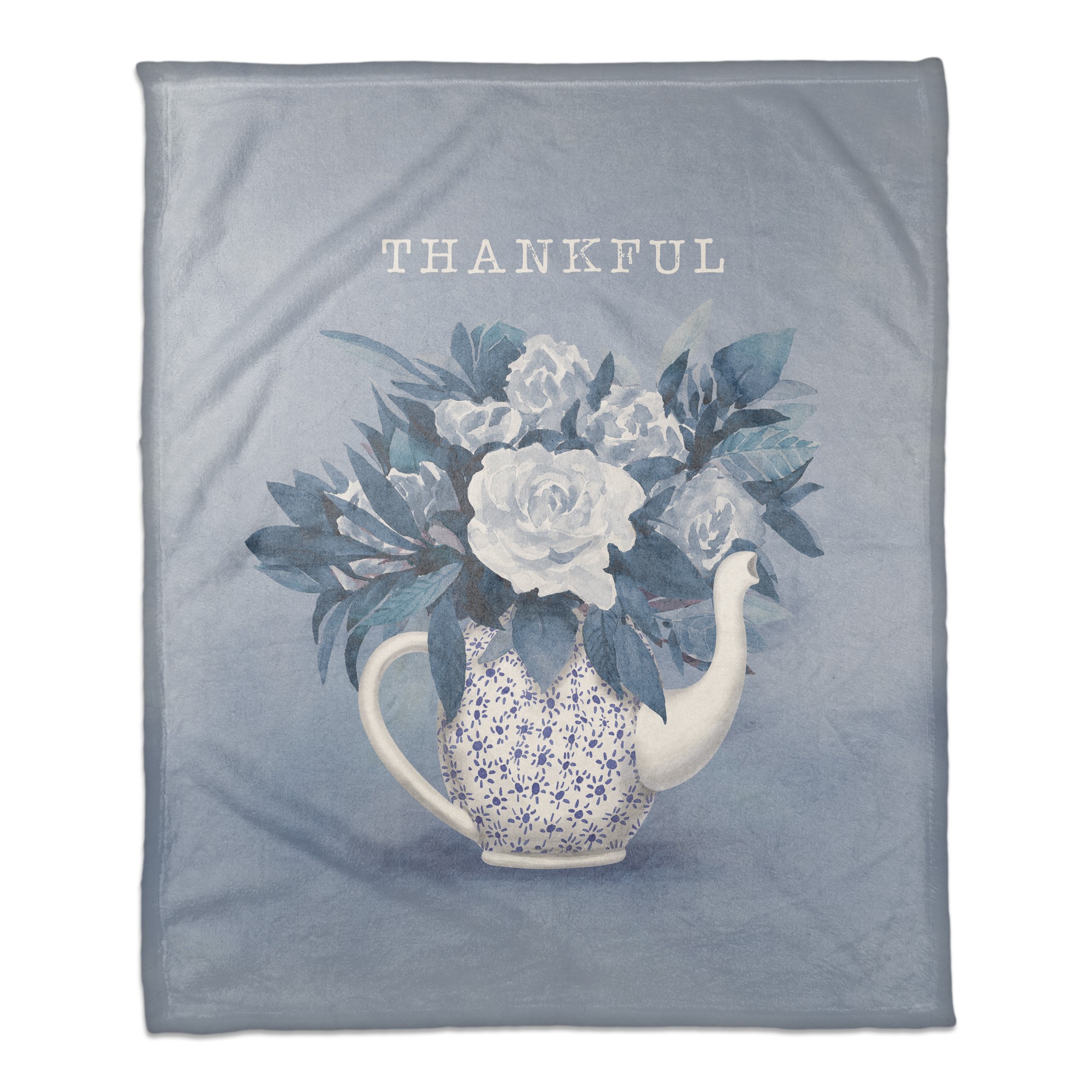 Thankful Teapot Flowers 50x60 Coral Fleece Blanket