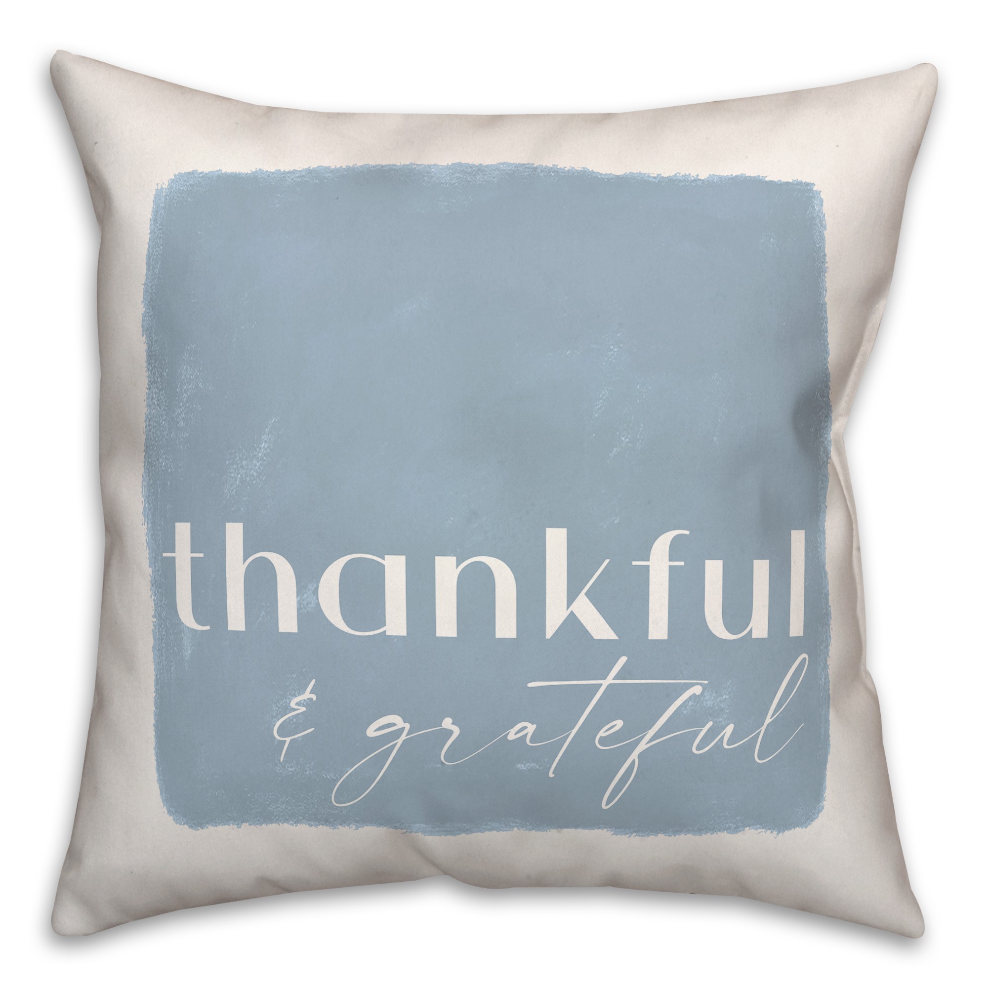 Grateful Thankful Blue Pillow