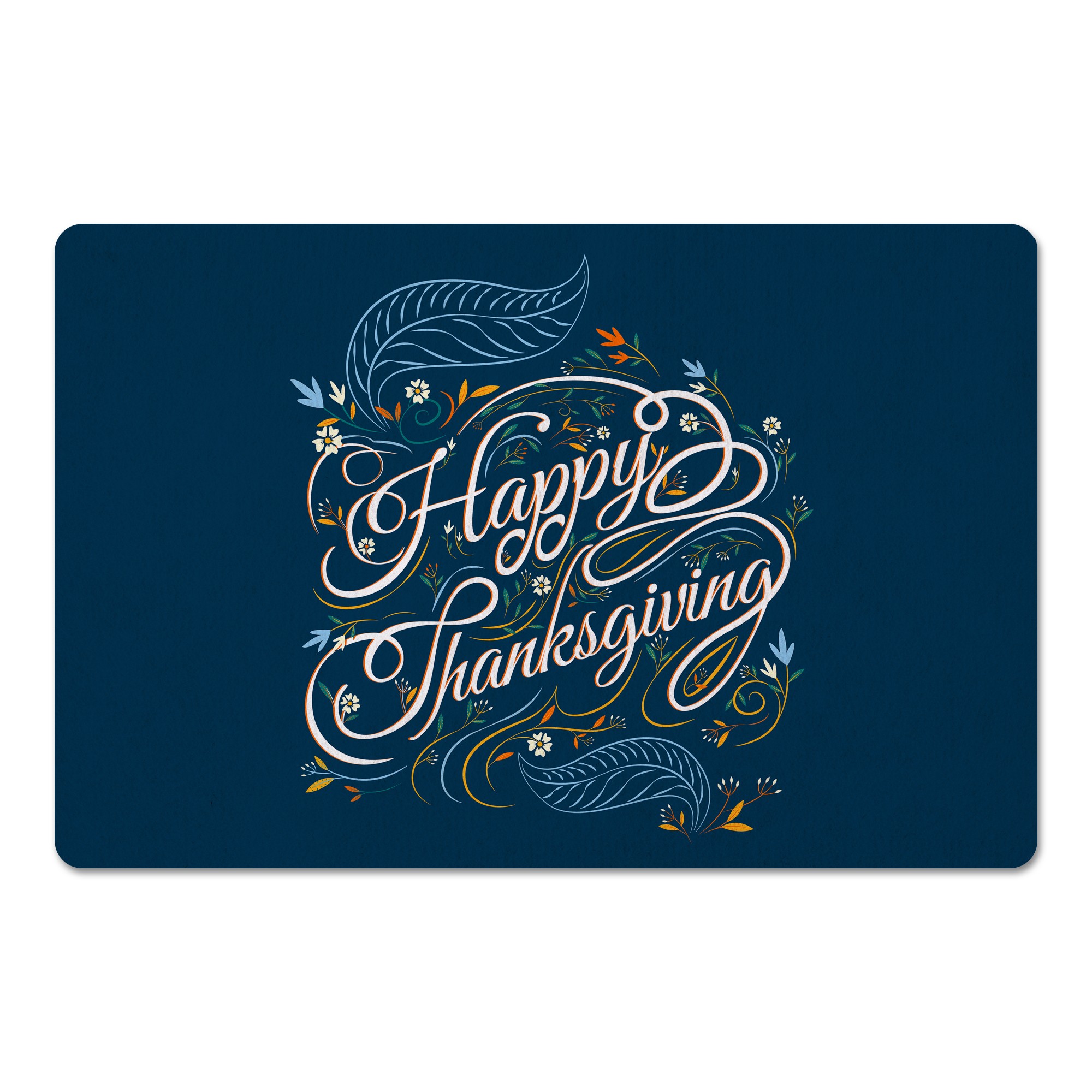 Happy Thanksgiving Script 27x18 Floor Mat