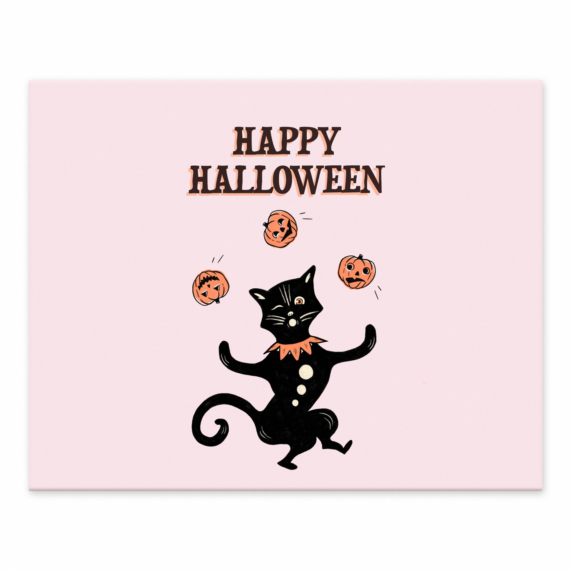 Juggling Halloween Cat 10x8 Tabletop Canvas