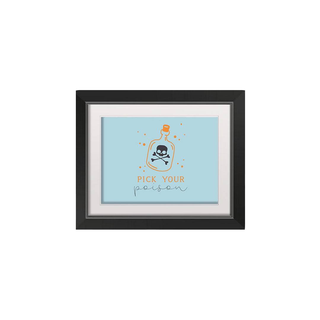 Poison Skull 14X11 Black Framed Print Under Glass
