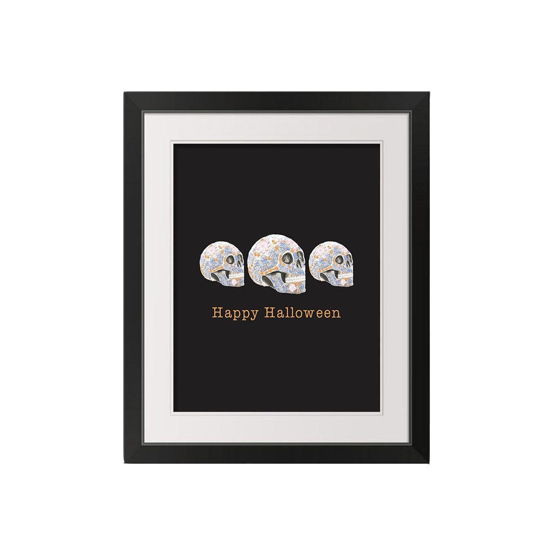 Floral Skull 16x20 Black Framed Print Under Glass
