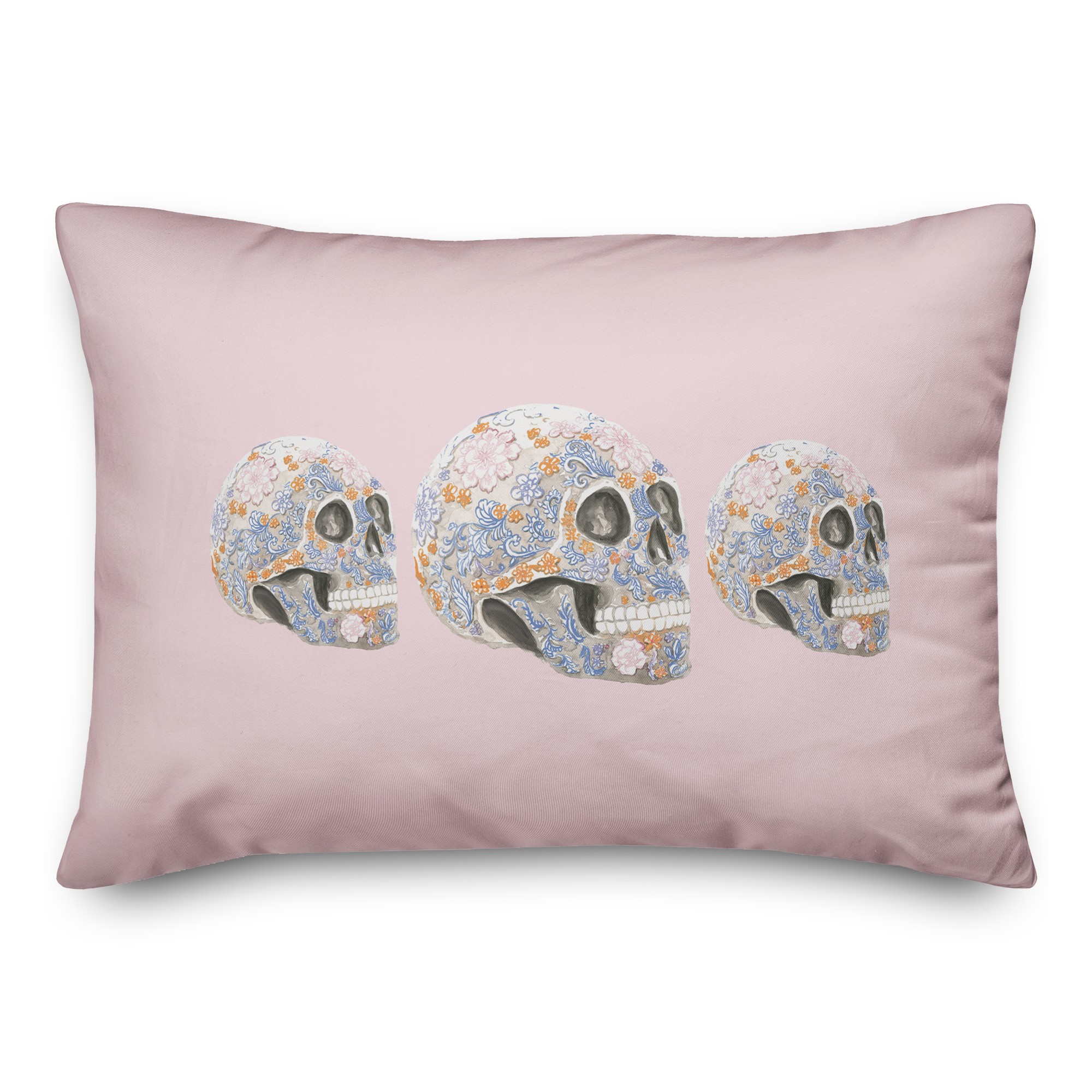 Floral Sugar Skulls 14x20 Spun Poly Pillow