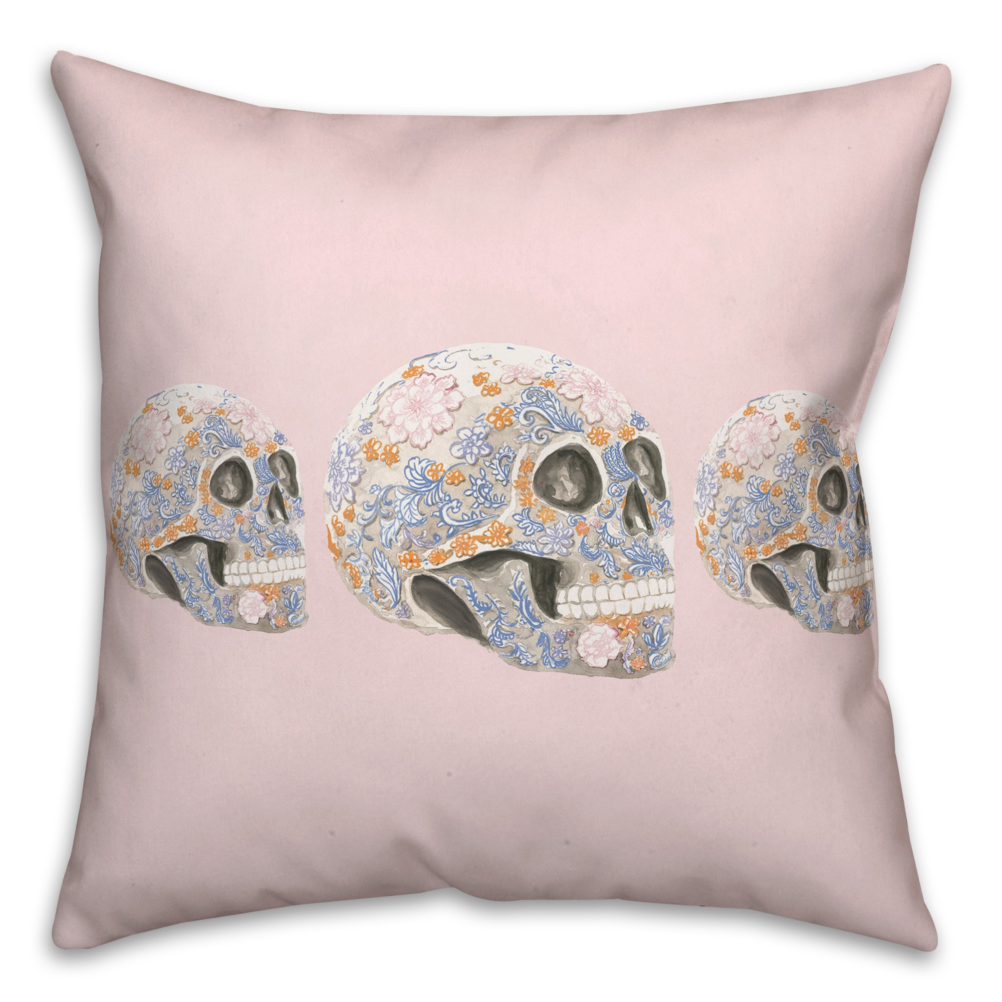 Floral Sugar Skulls Pillow