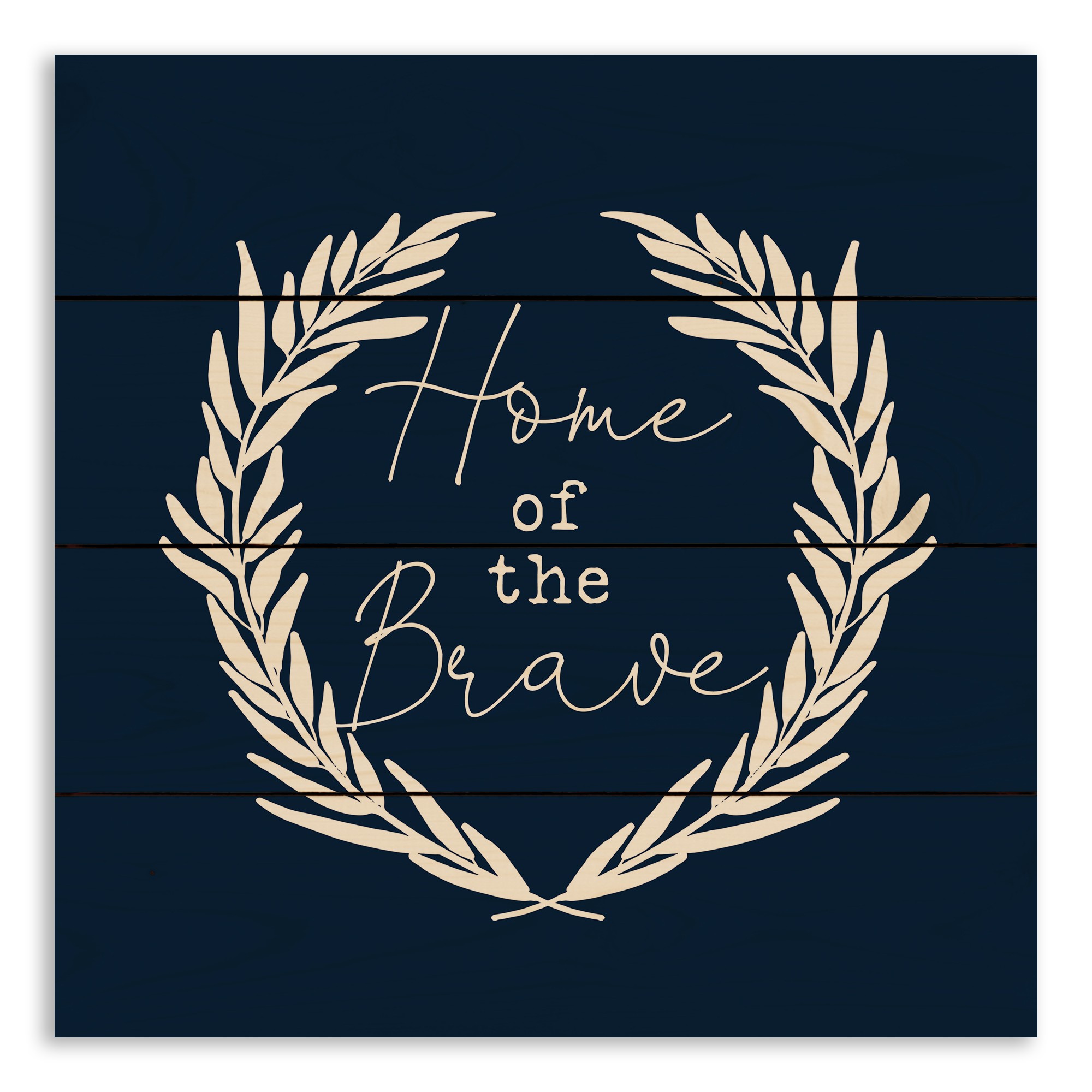 Home of the Brave Navy 14x14 Pallet Wood Art