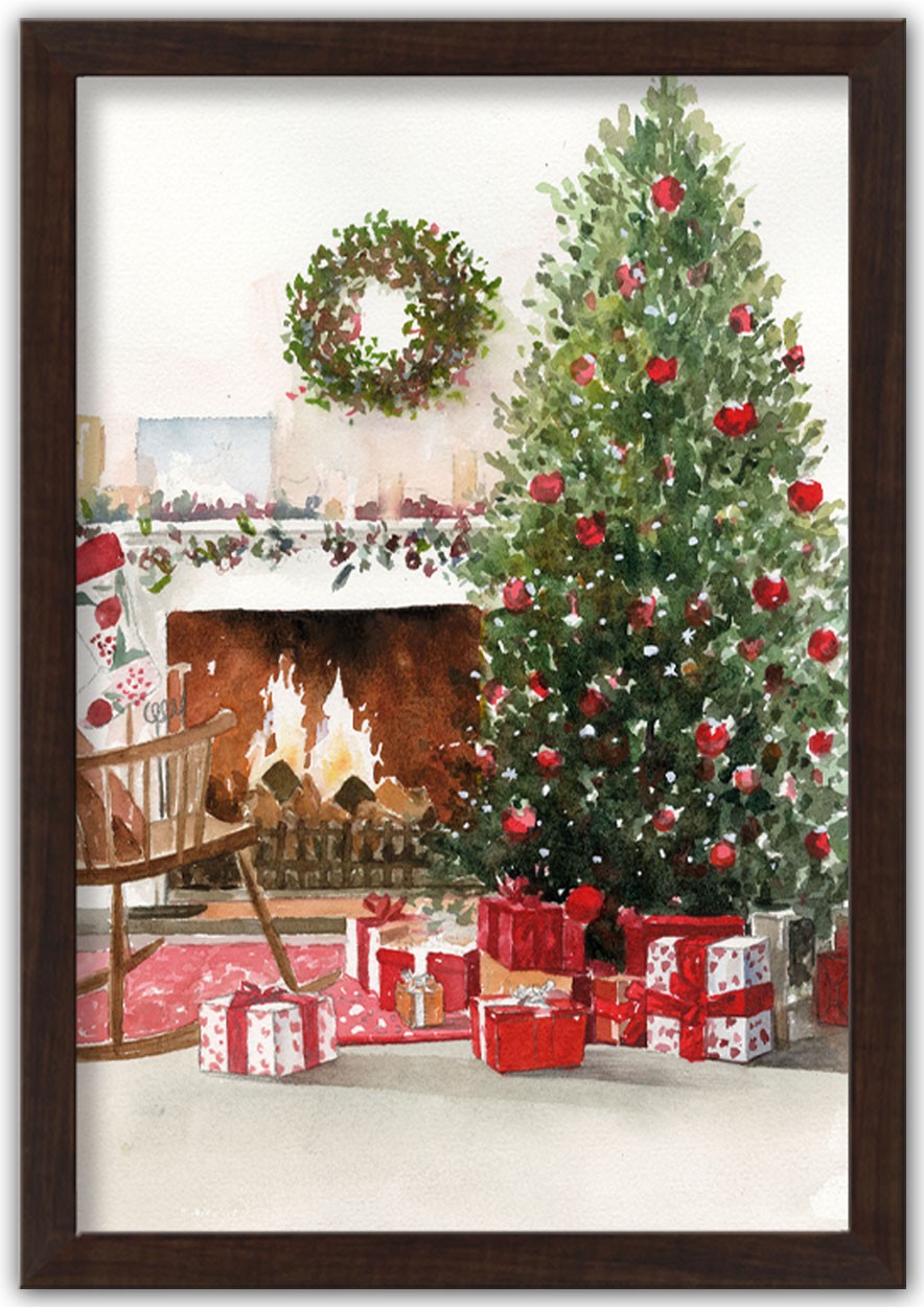 Christmas Morning 20x30 Black Framed Print Under Glass