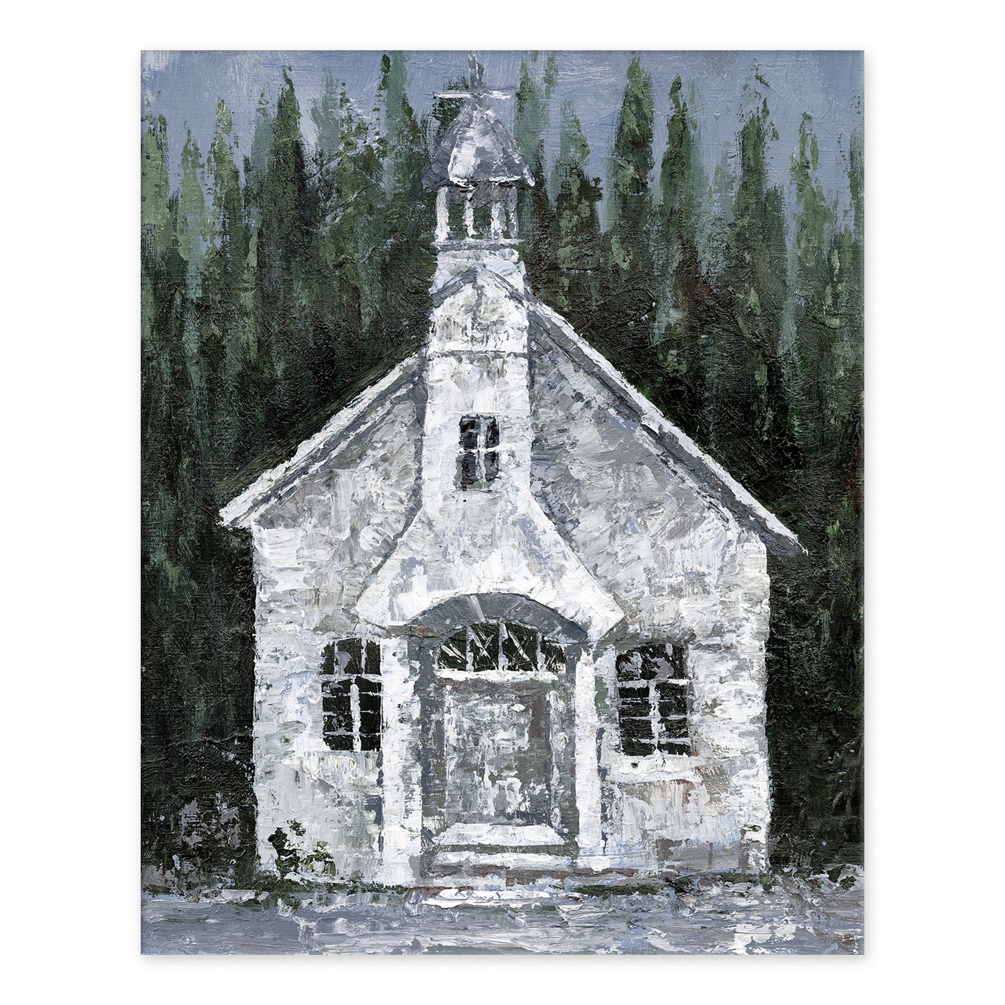 Winter And Christmas Church 8x10 Tabletop Canvas
