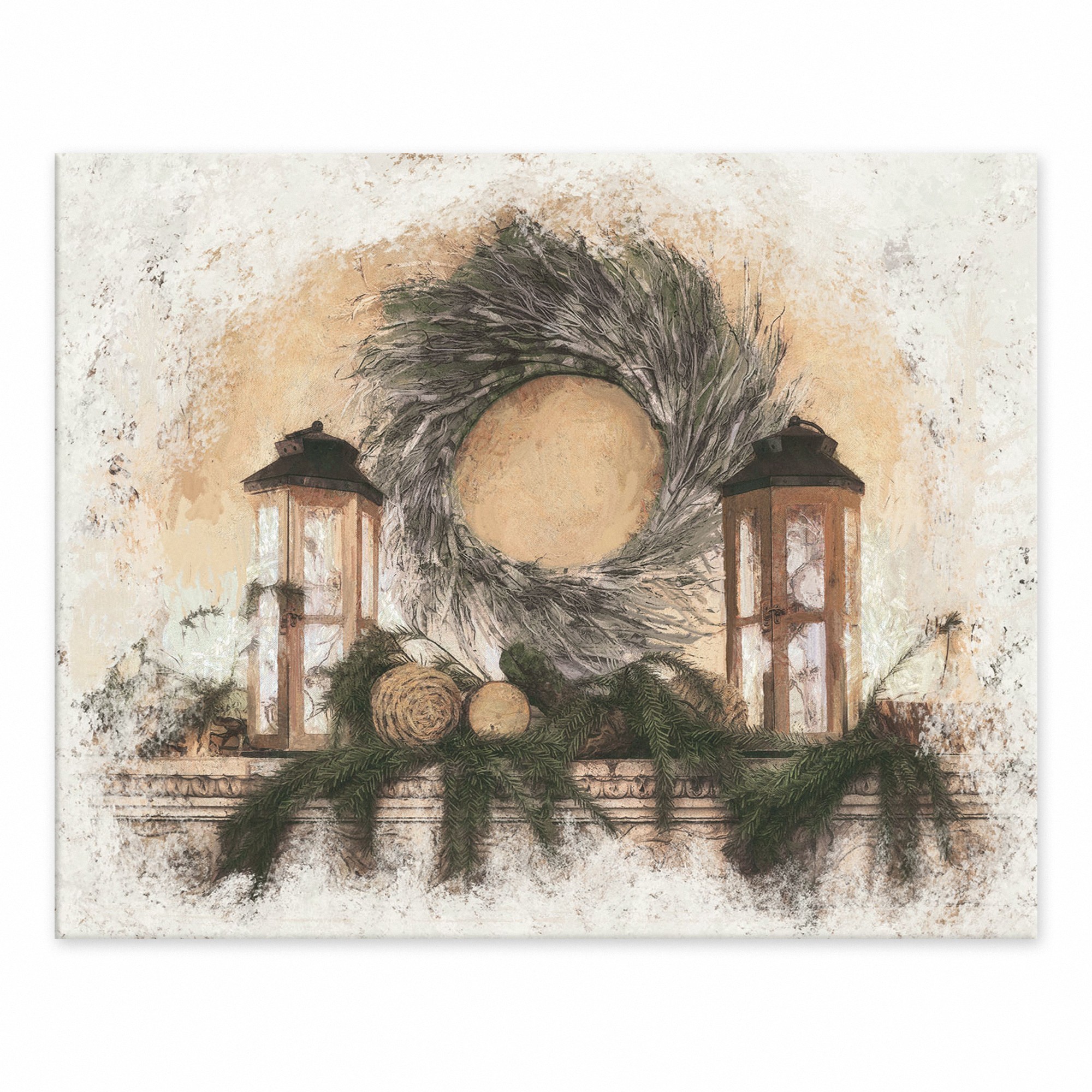 Christmas Mantle 10x8 Tabletop Canvas