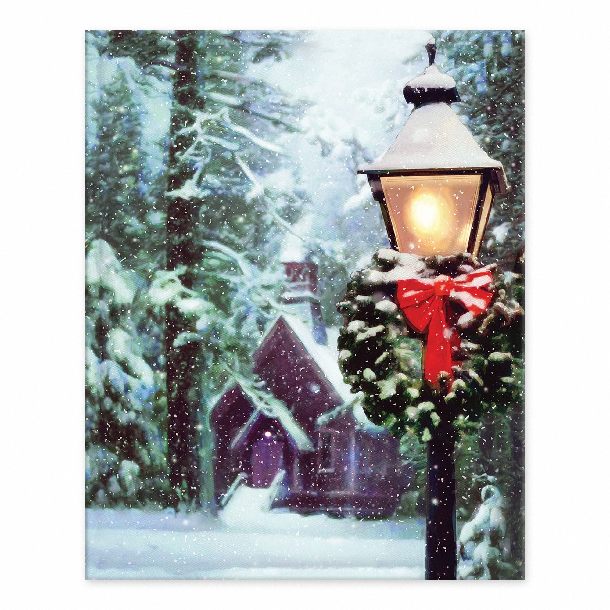 Snowy Christmas Church 8x10 Tabletop Canvas