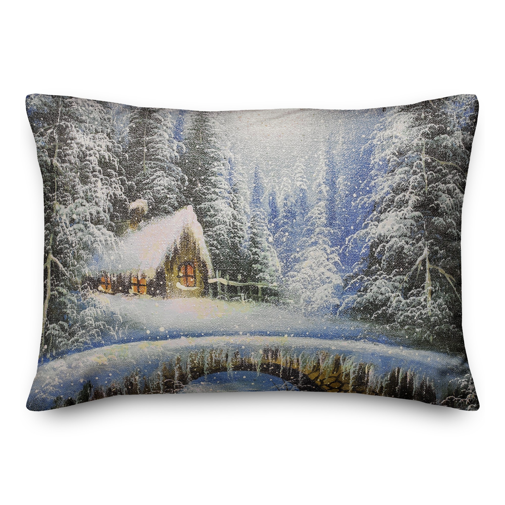 Christmas Cozy Cabin 14x20 Spun Poly Pillow