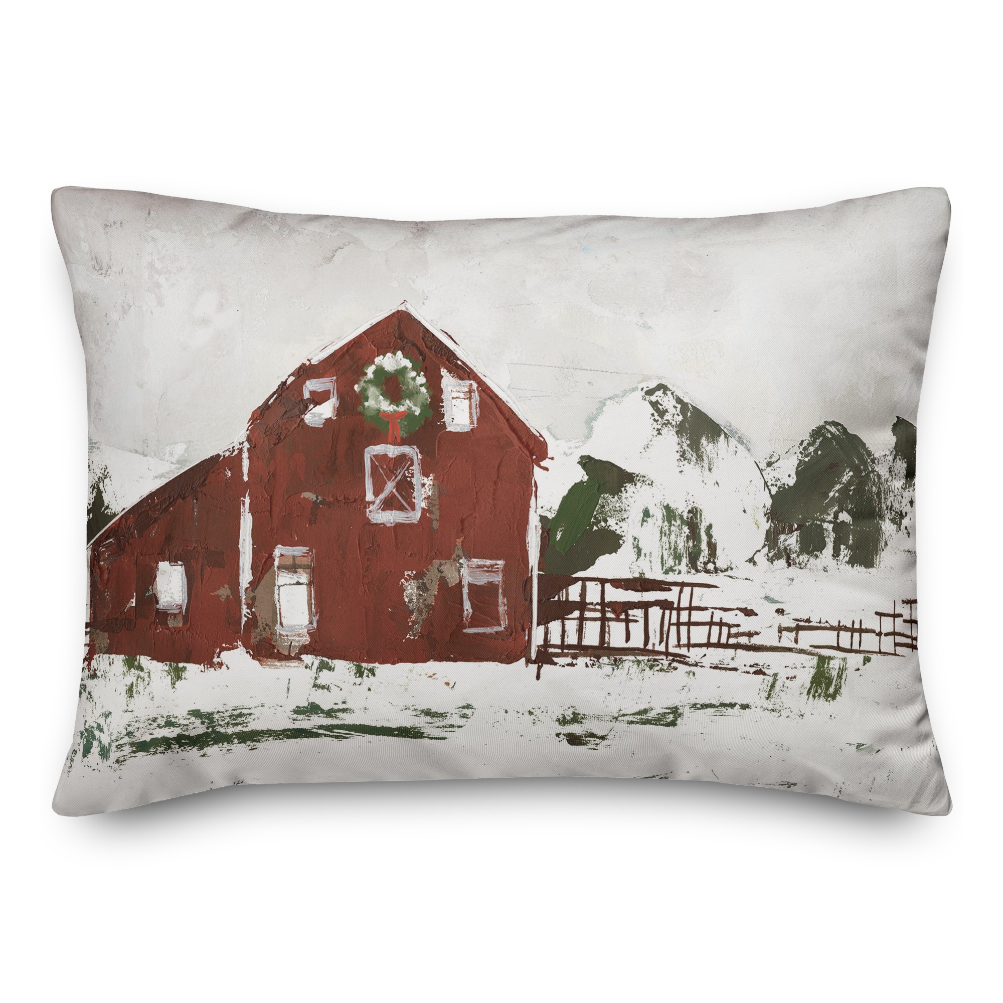 Christmas Snow On The Farm 14x20 Spun Poly Pillow