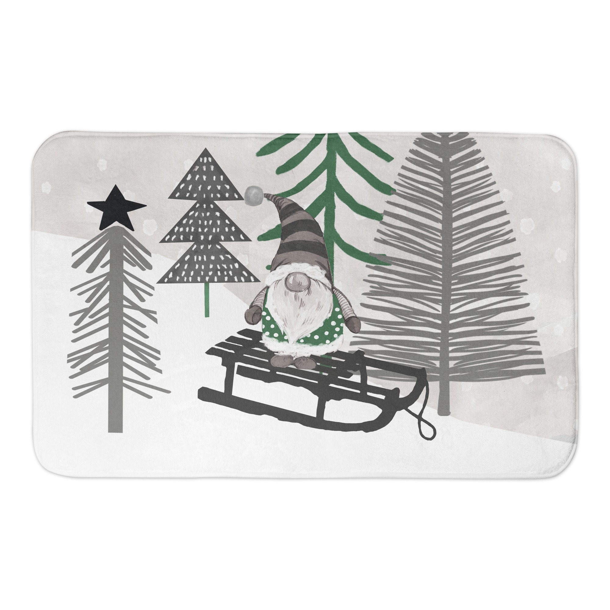 Sledding Gnome 34x21 Bath Mat