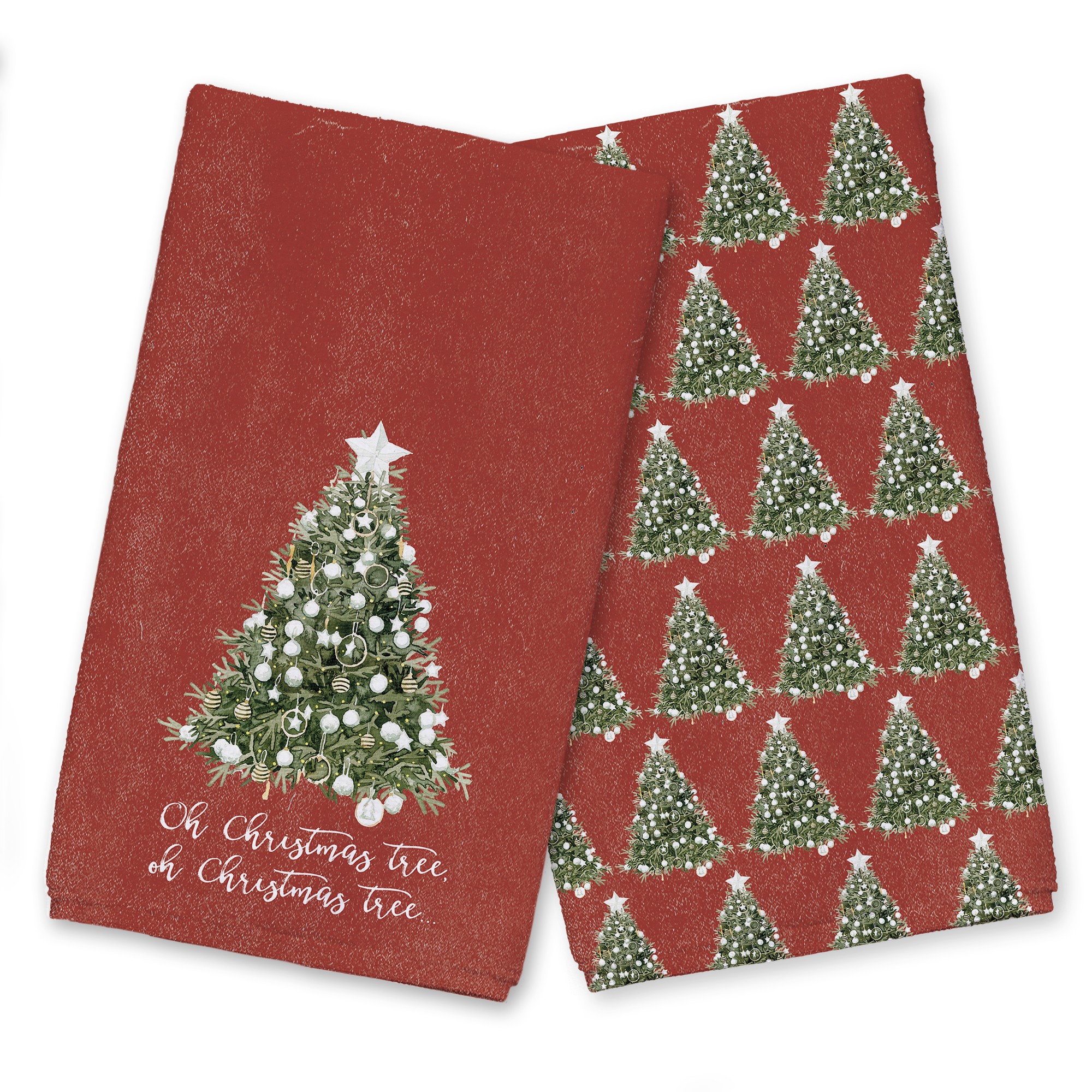 Oh Christmas Tree On Red Textiles Collection