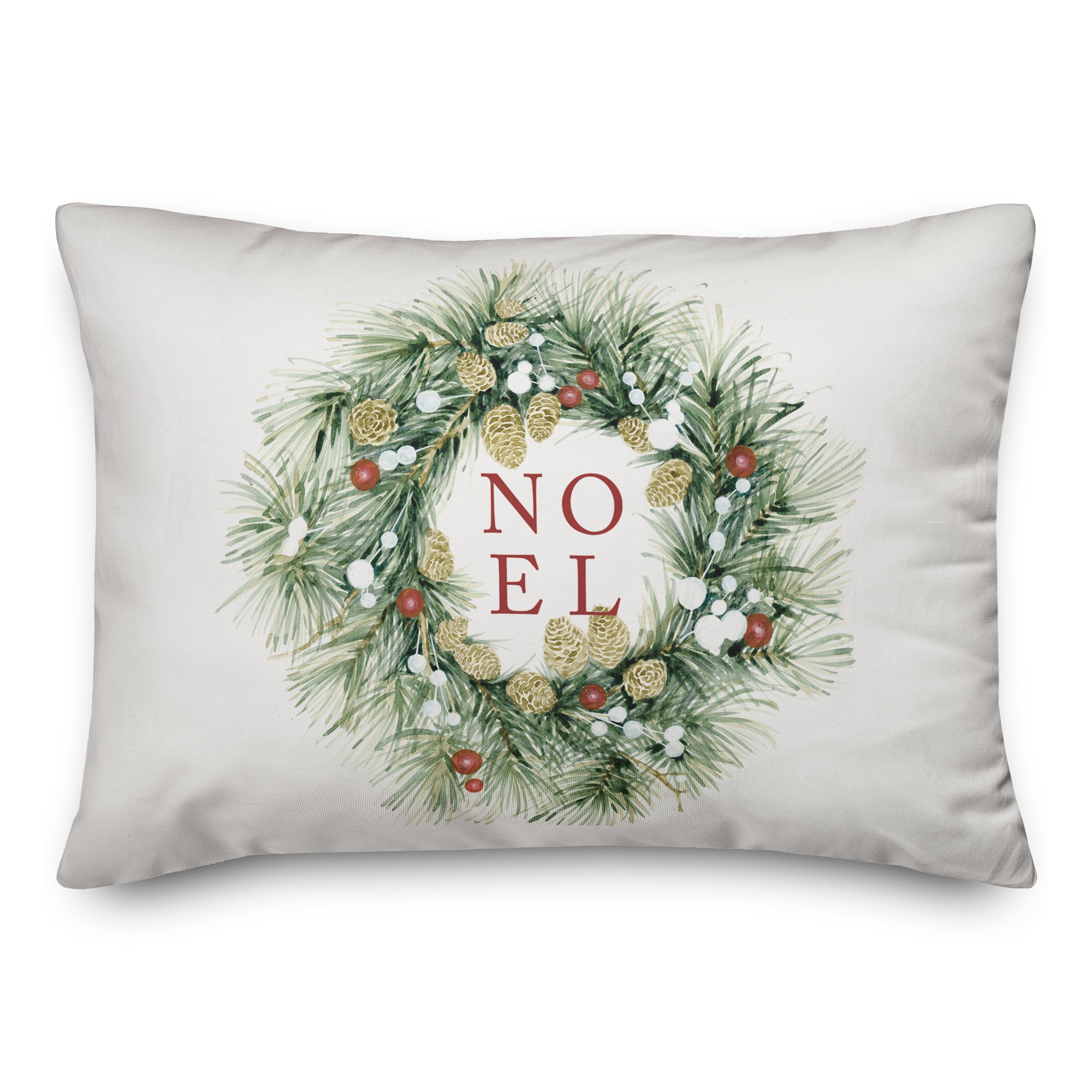 Christmas Wreath Noel 14x20 Spun Poly Pillow
