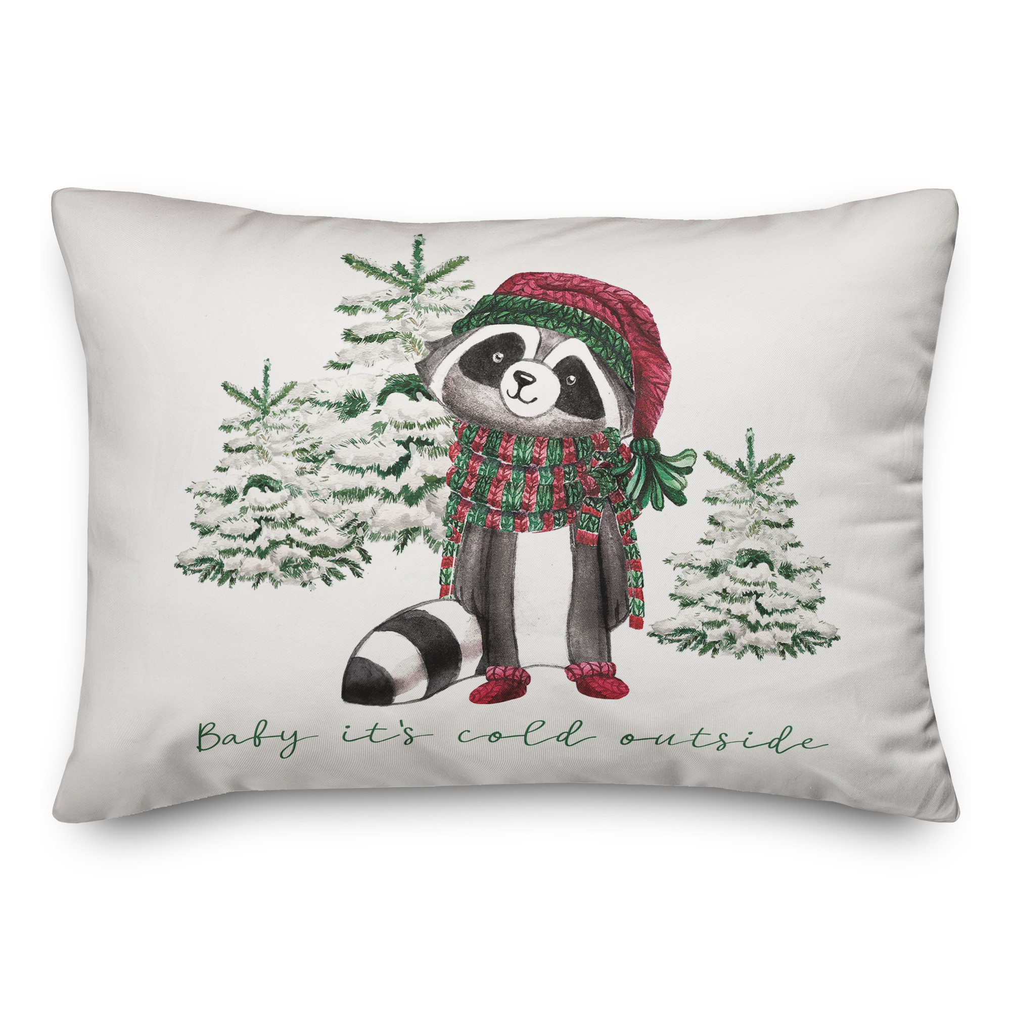 Baby Cold Outside Raccoon 14x20 Spun Poly Pillow
