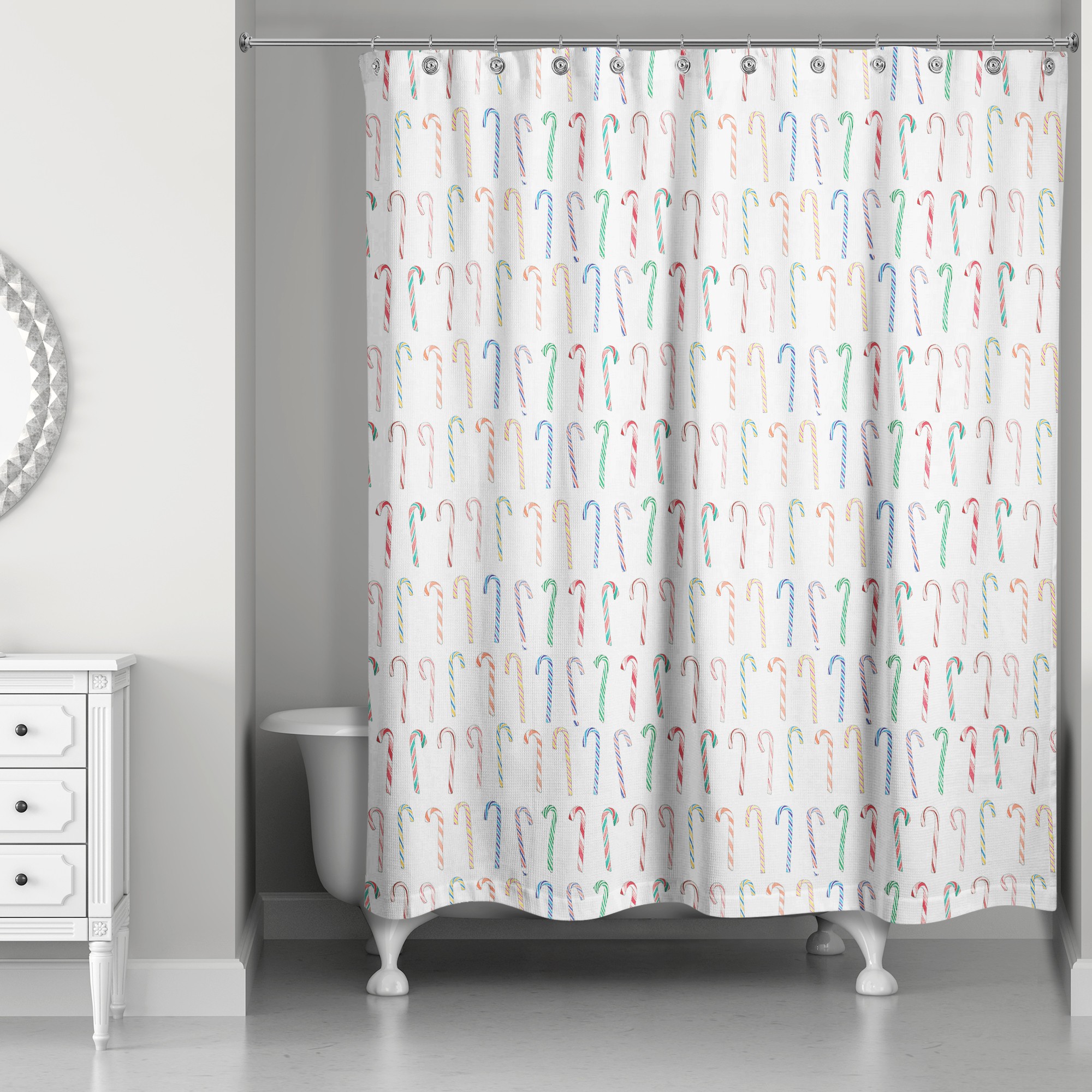 Candy Cane Pattern 71x74 Shower Curtain