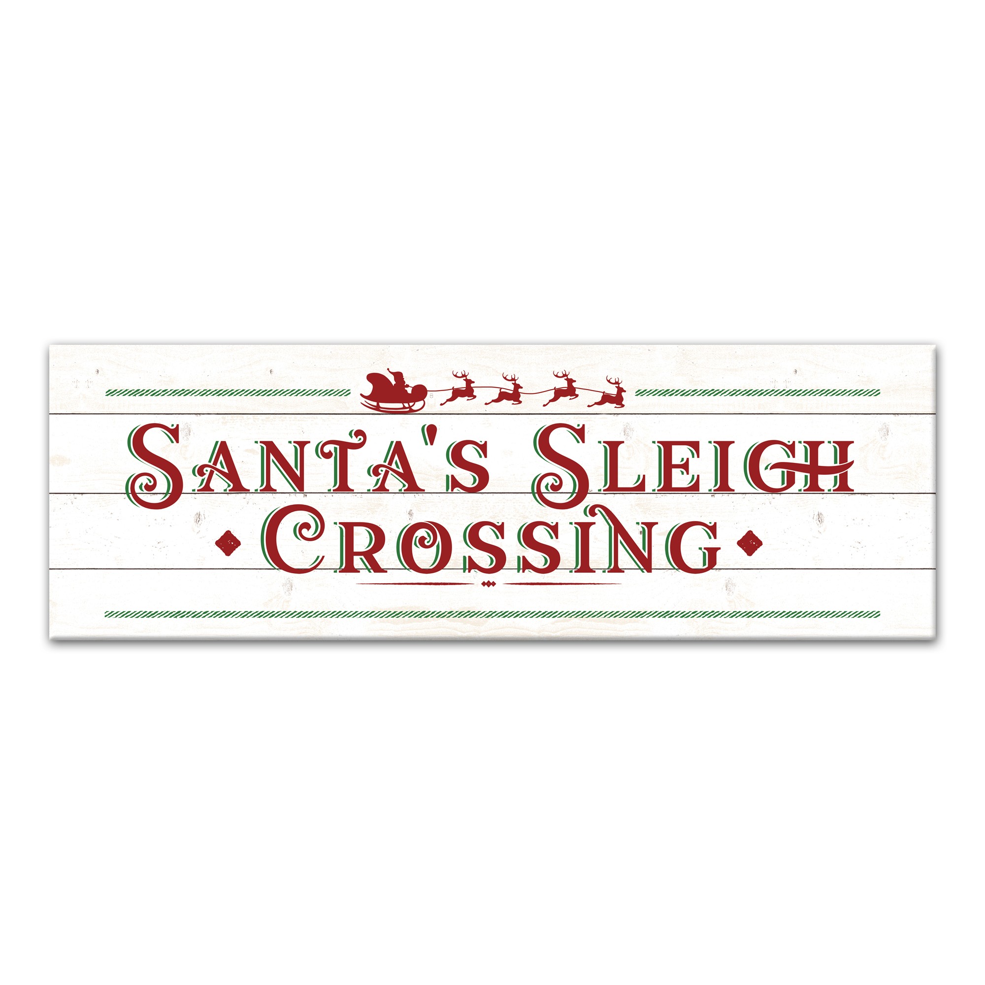 Santas Sleigh Crossing Wood 36x12 Canvas Wall Art