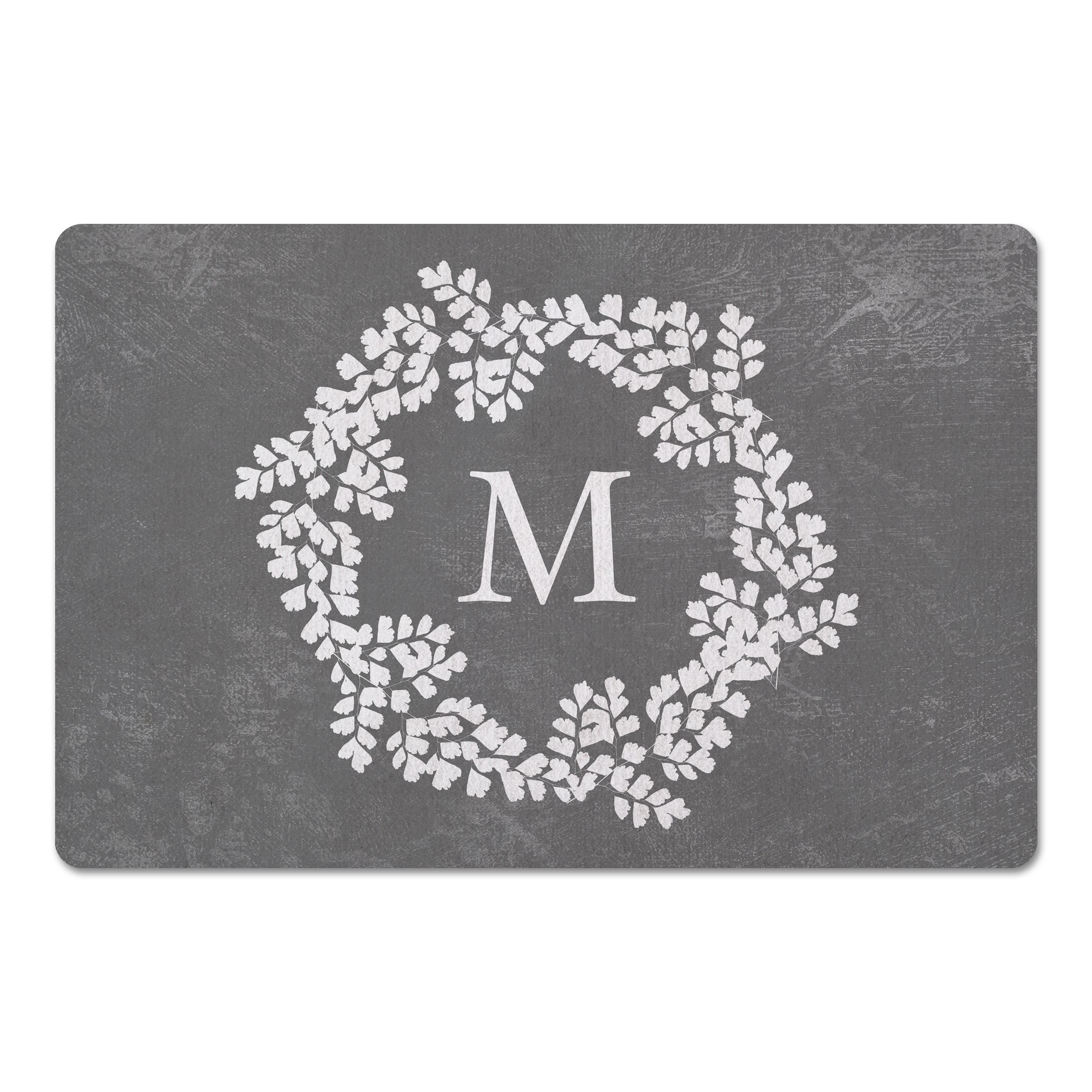 Gray Fern Monogram 27x18 Personalized Floor Mat