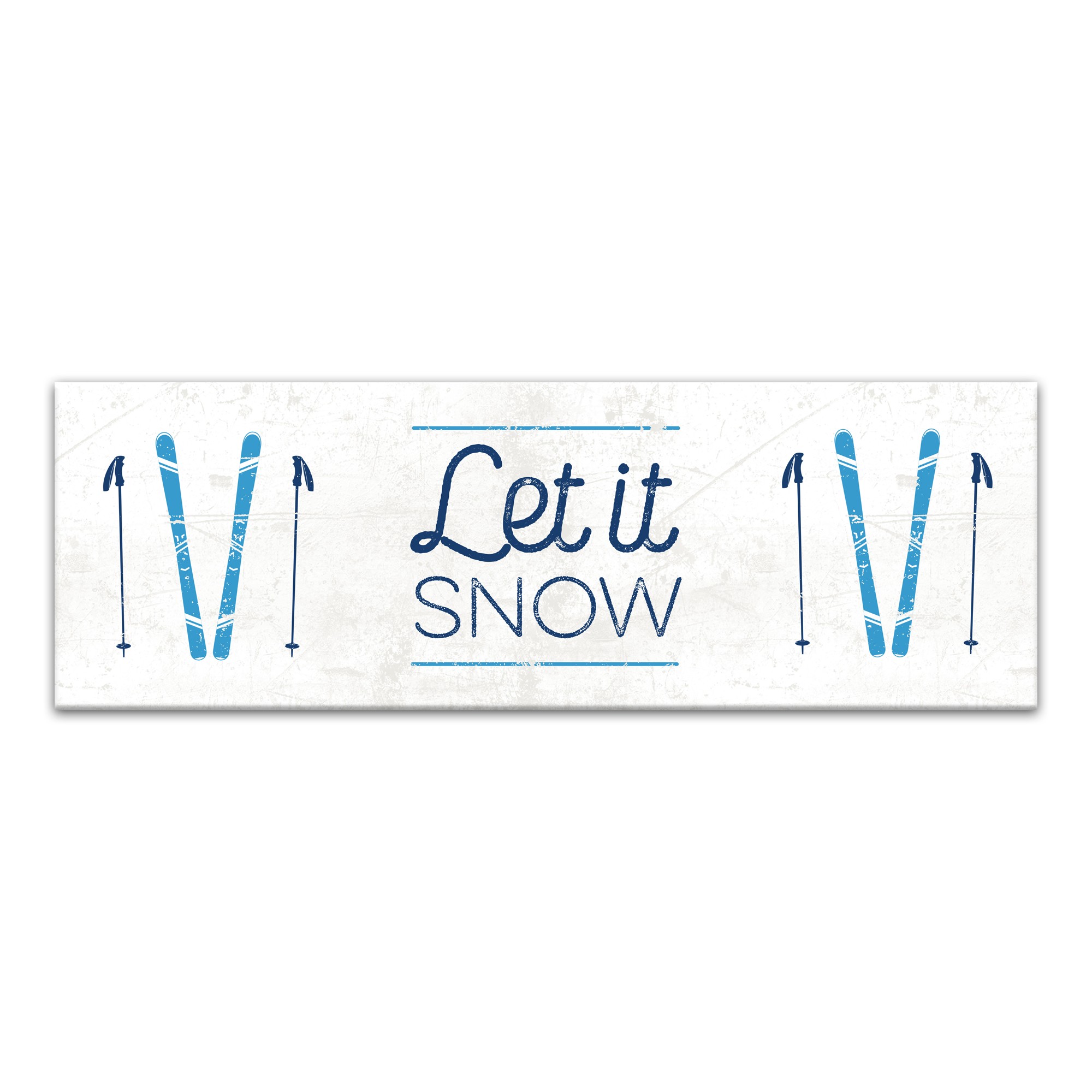 Let It Snow Skis 36x12 Canvas Wall Art