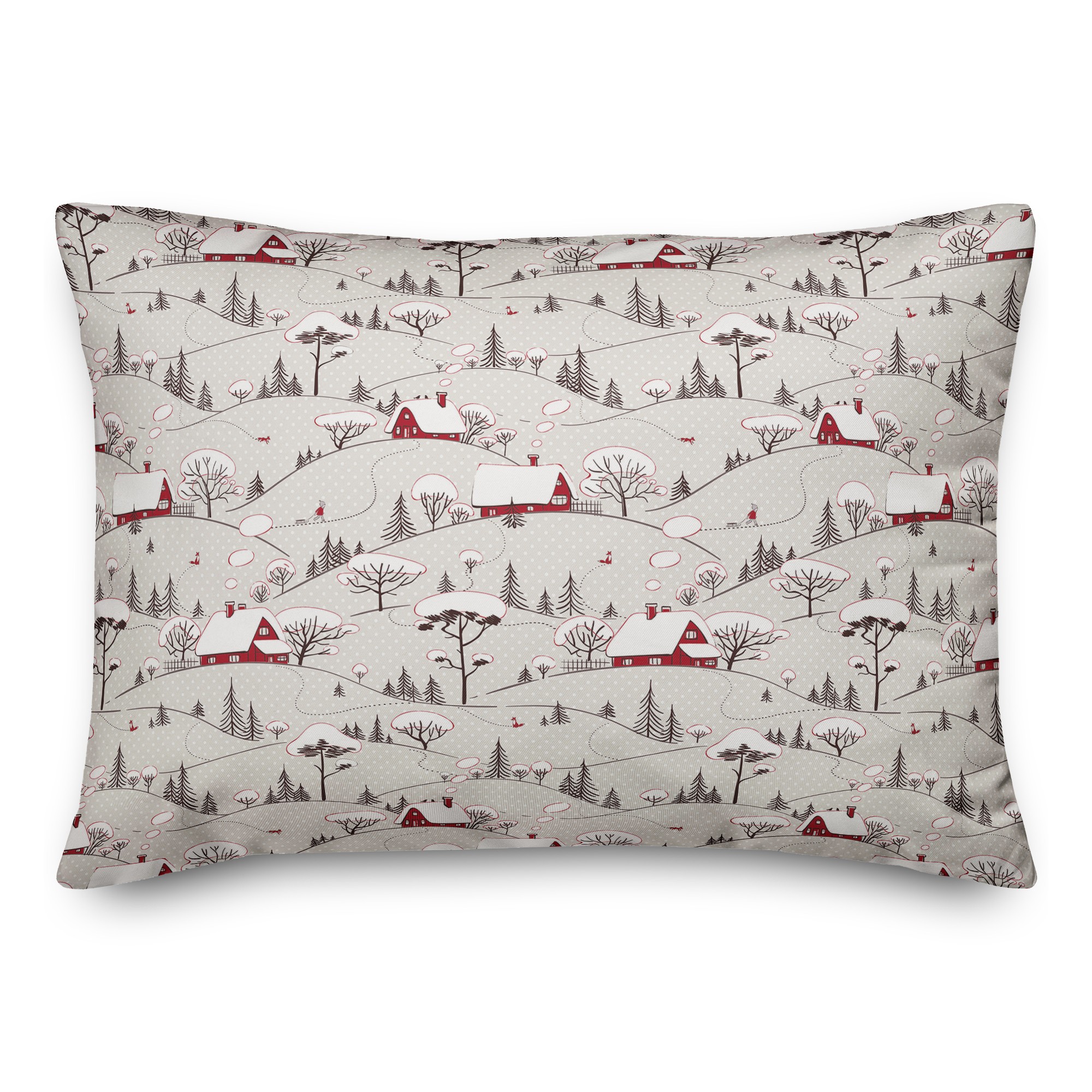 Snowy Village  14x20 Spun Poly Pillow