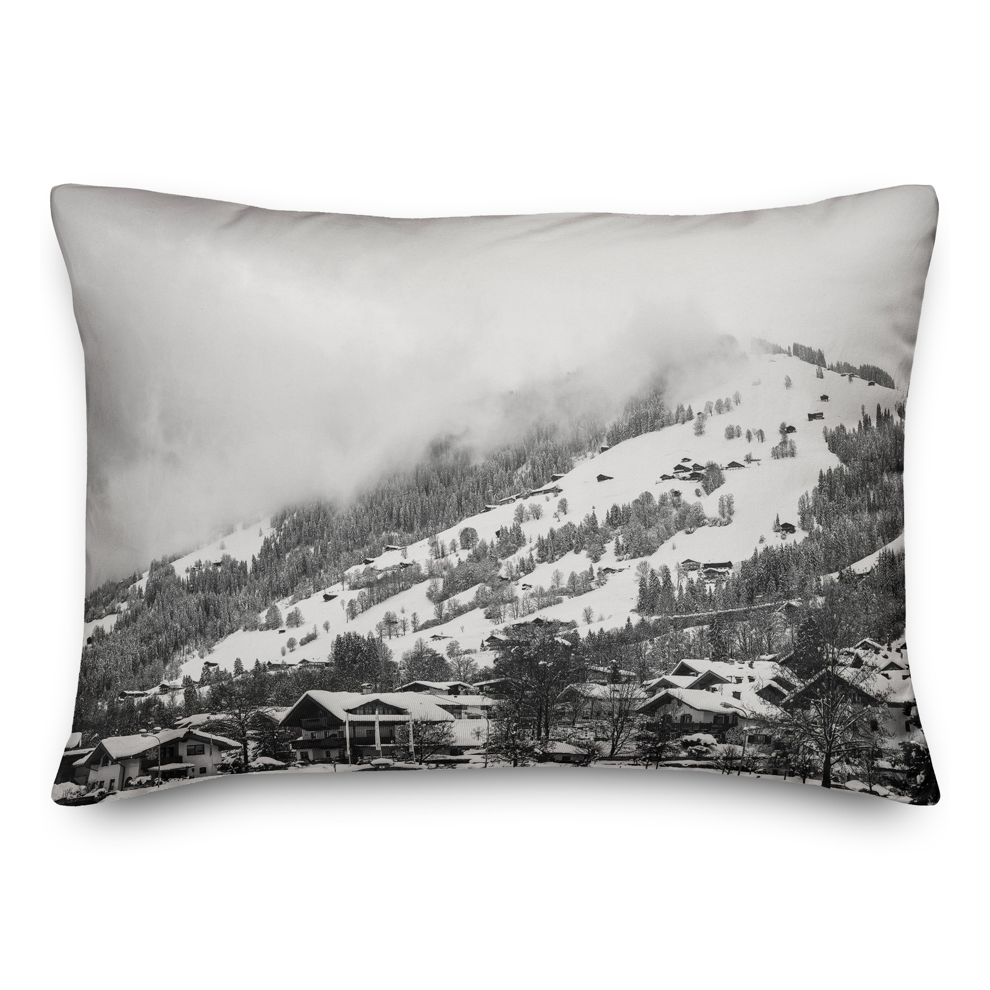 Unsplash Grayscale Mountain 14x20 Spun Poly Pillow