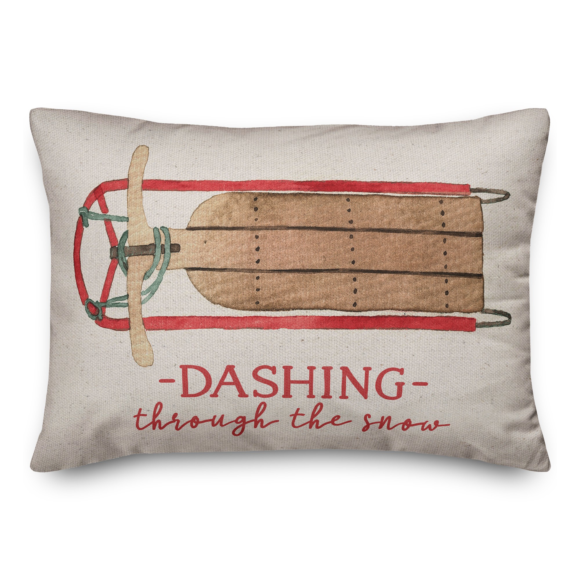 Dashing Snow Sled 14x20 Spun Poly Pillow