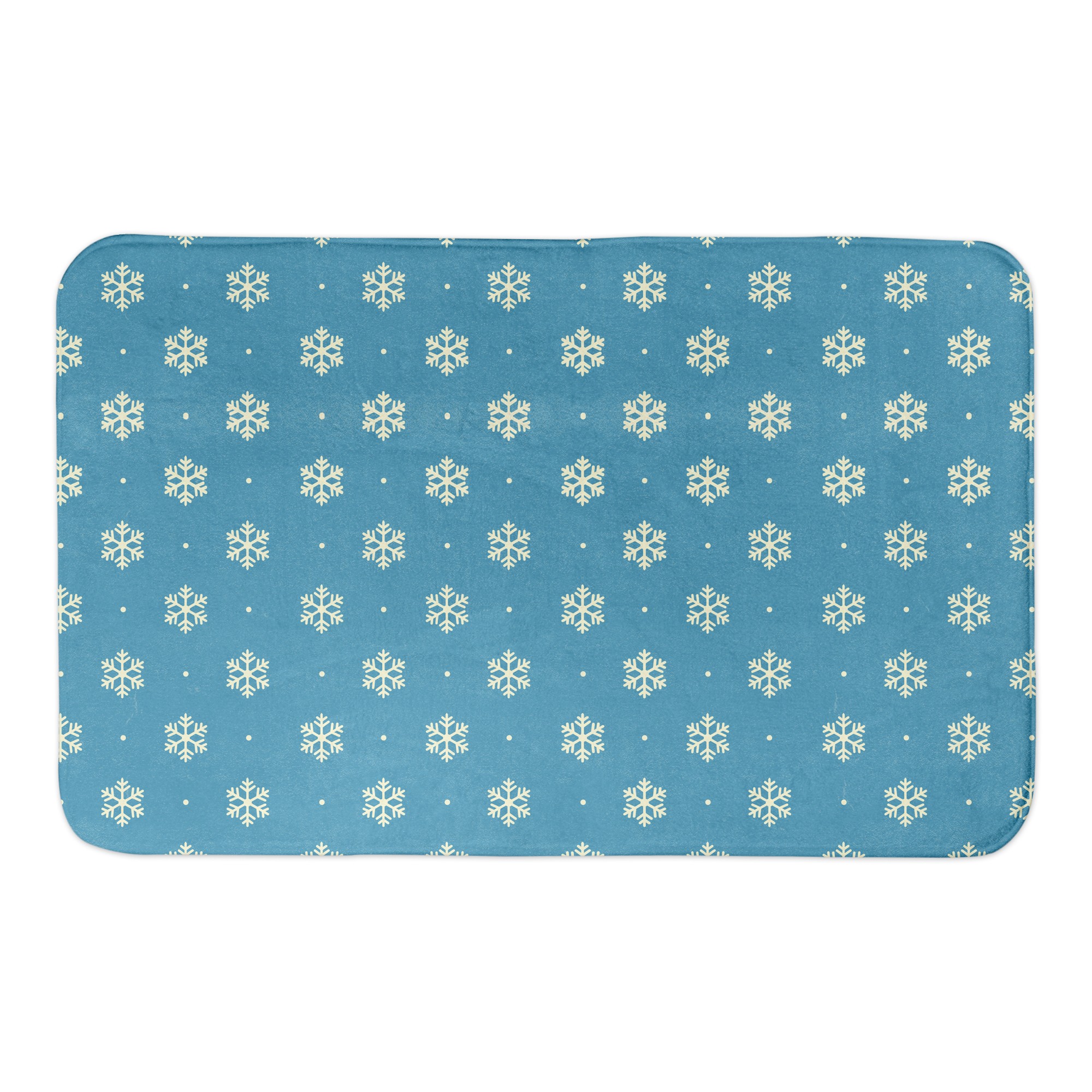 Simple Snowflake Dot On Blue 34x21 Bath Mat