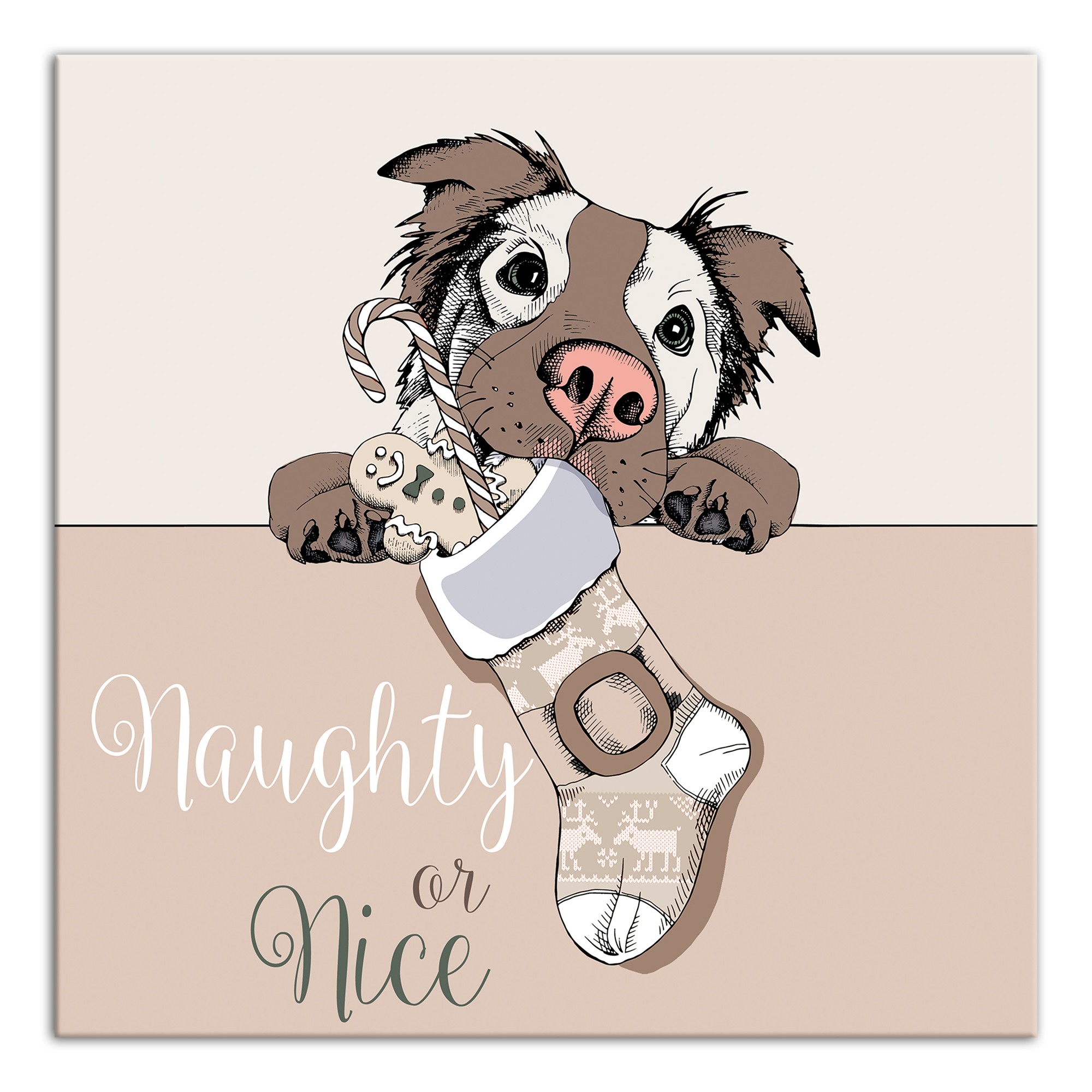 Christmas Dog 12x12 Canvas Wall Art